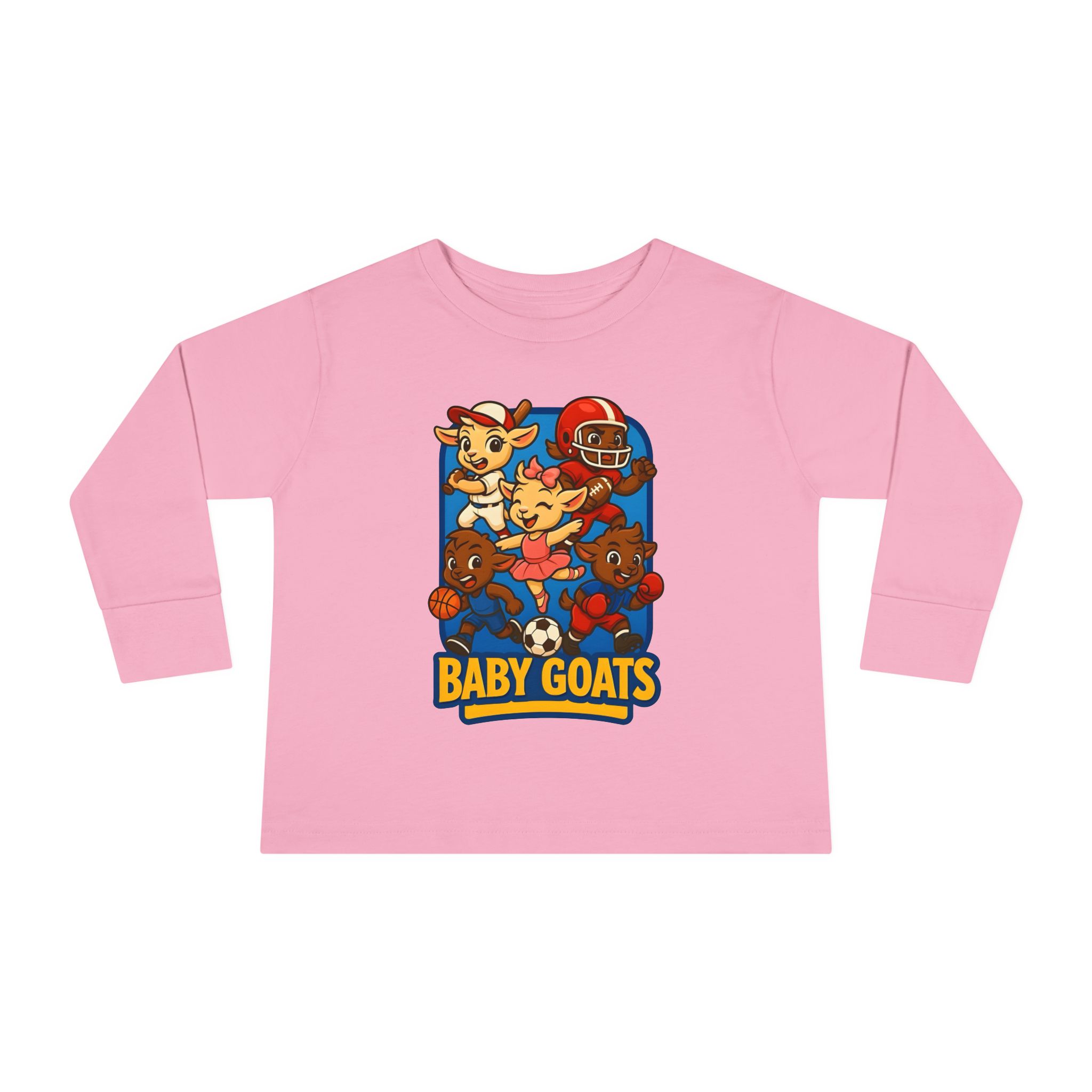 The Little Champs Crew Toddler Long Sleeve Tee — 'Baby Goats' Cute Sports Crewneck for Kids