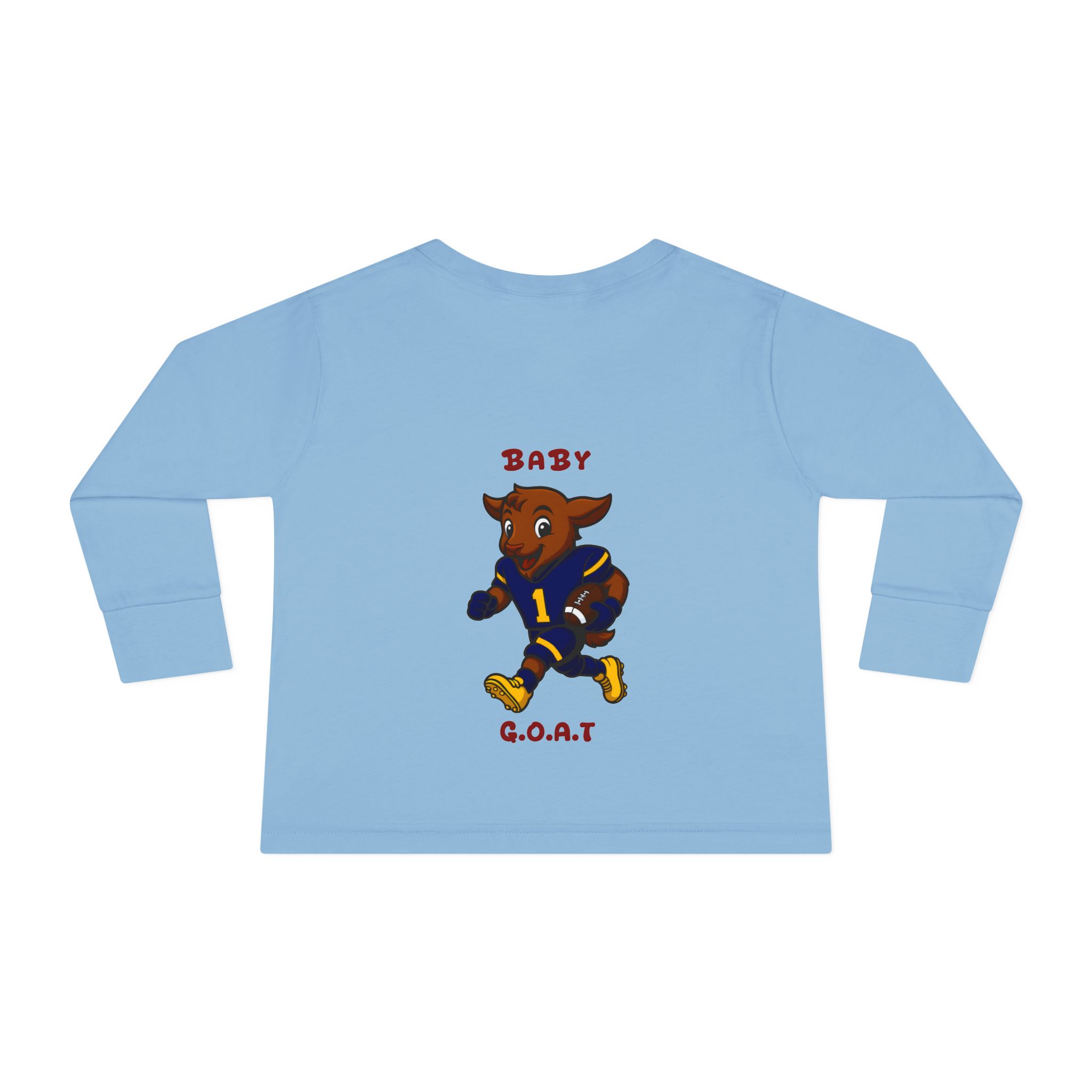 Davon The Touchdown Star In Action Toddler Long Sleeve Tee — "Baby G.O.A.T." Football Goat Graphic - Image 6