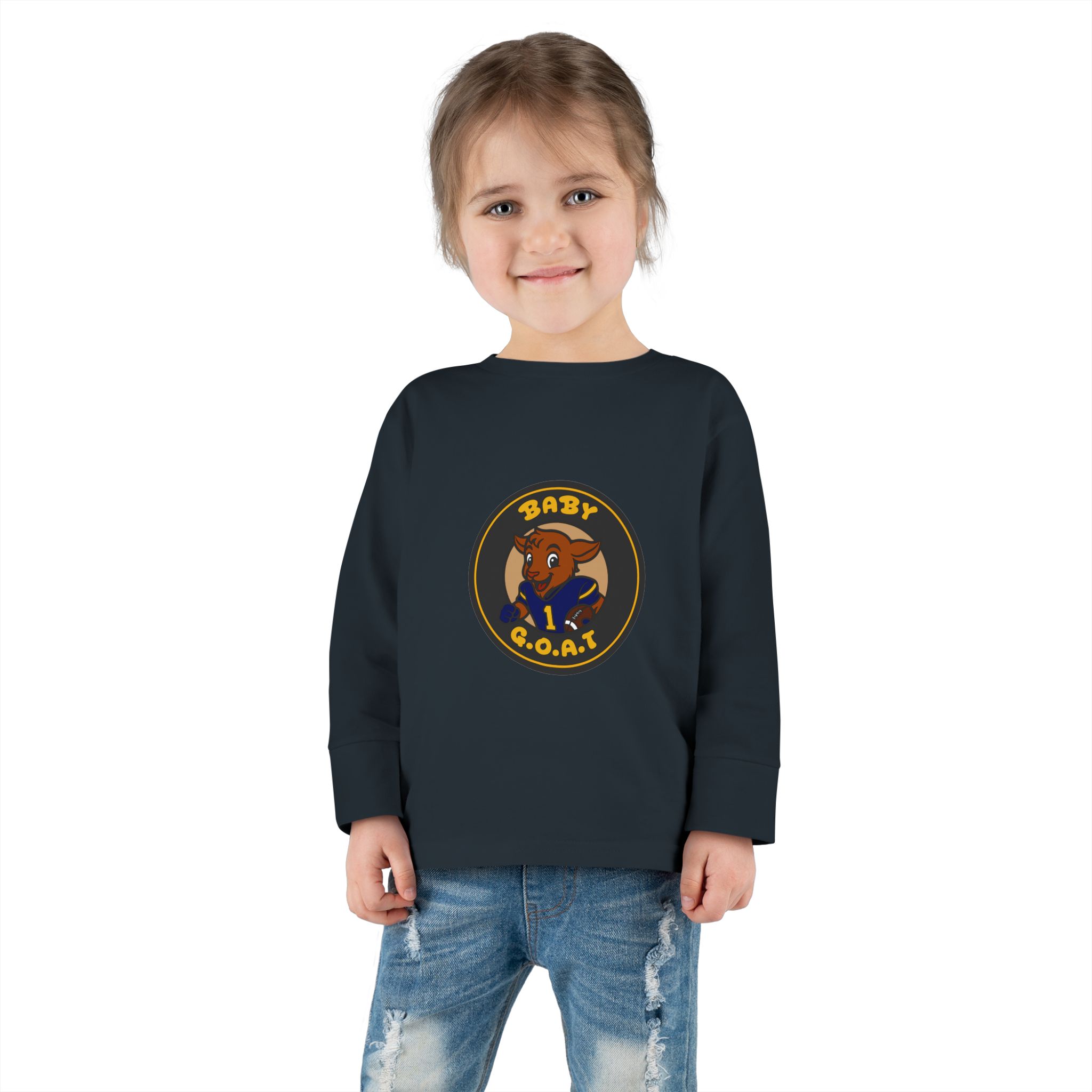 Davon The Touchdown Star Yello Background Baby G.O.A.T. Toddler Long Sleeve Tee — Cute Goat Athlete Graphic - Image 12