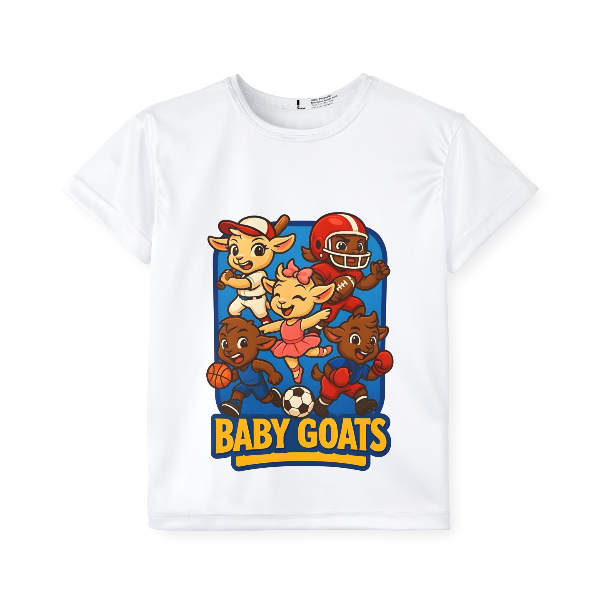 The Little Champs Crew Kids Sports Jersey — "Baby Goats" Team Cartoon Athletic Tee