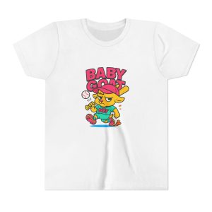 Skye the Cool Queen Baby Goat Youth Tee — Cute Cartoon Baseball Kid Shirt