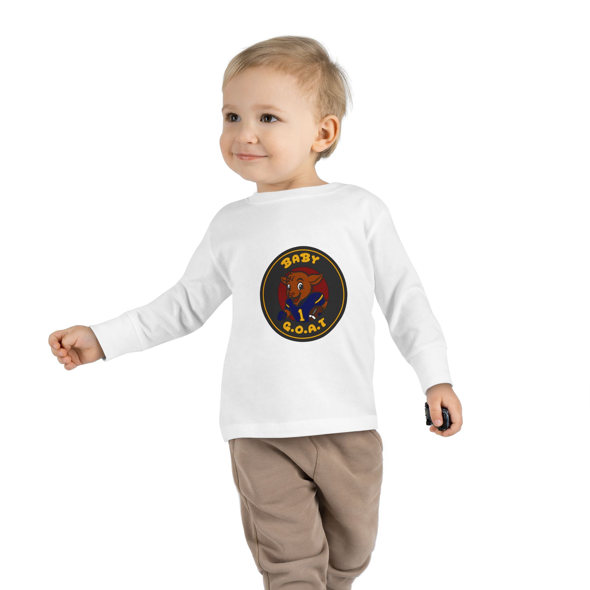 Davon The Touchdown Star Toddler Long Sleeve Tee — "Baby G.O.A.T." Goat Graphic Shirt for Kids - Image 3