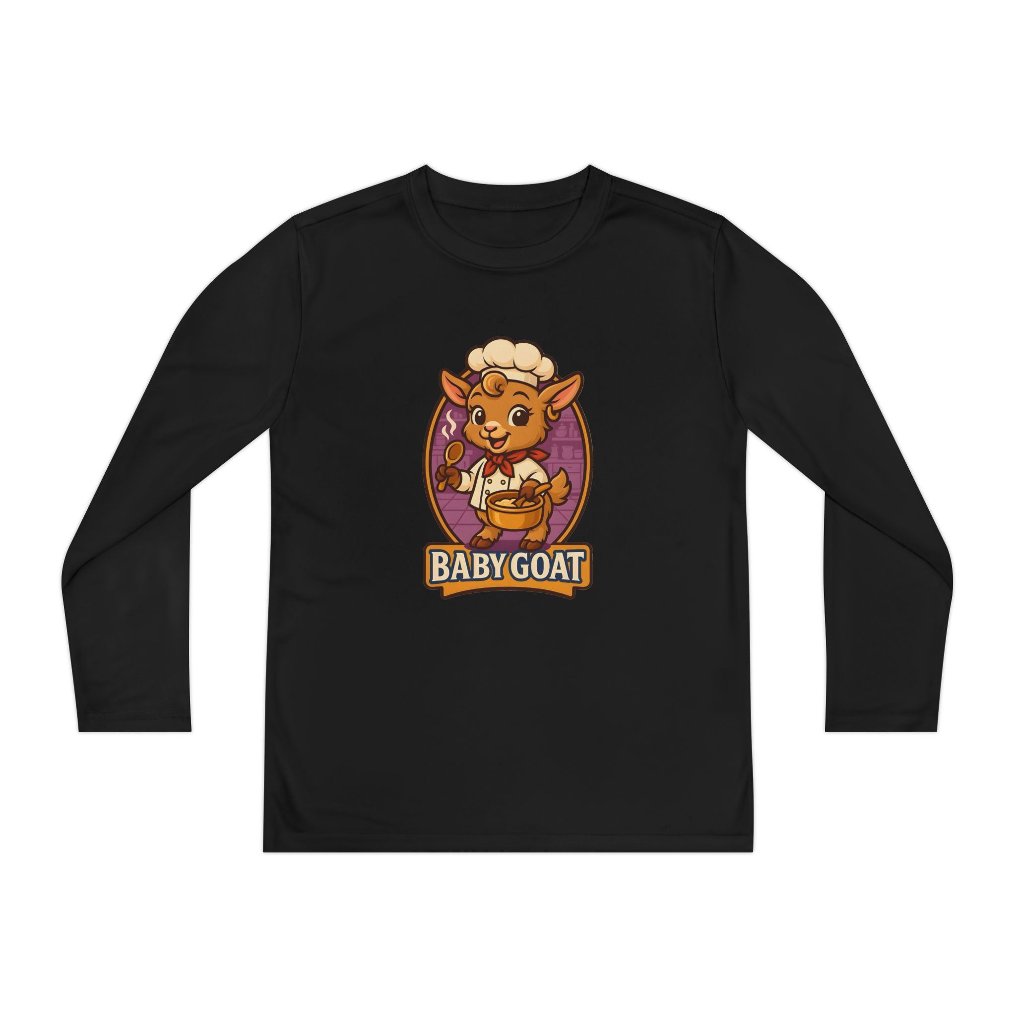 Youth Long Sleeve Tee — Cute 'Baby Goat' Chef Kids Shirt