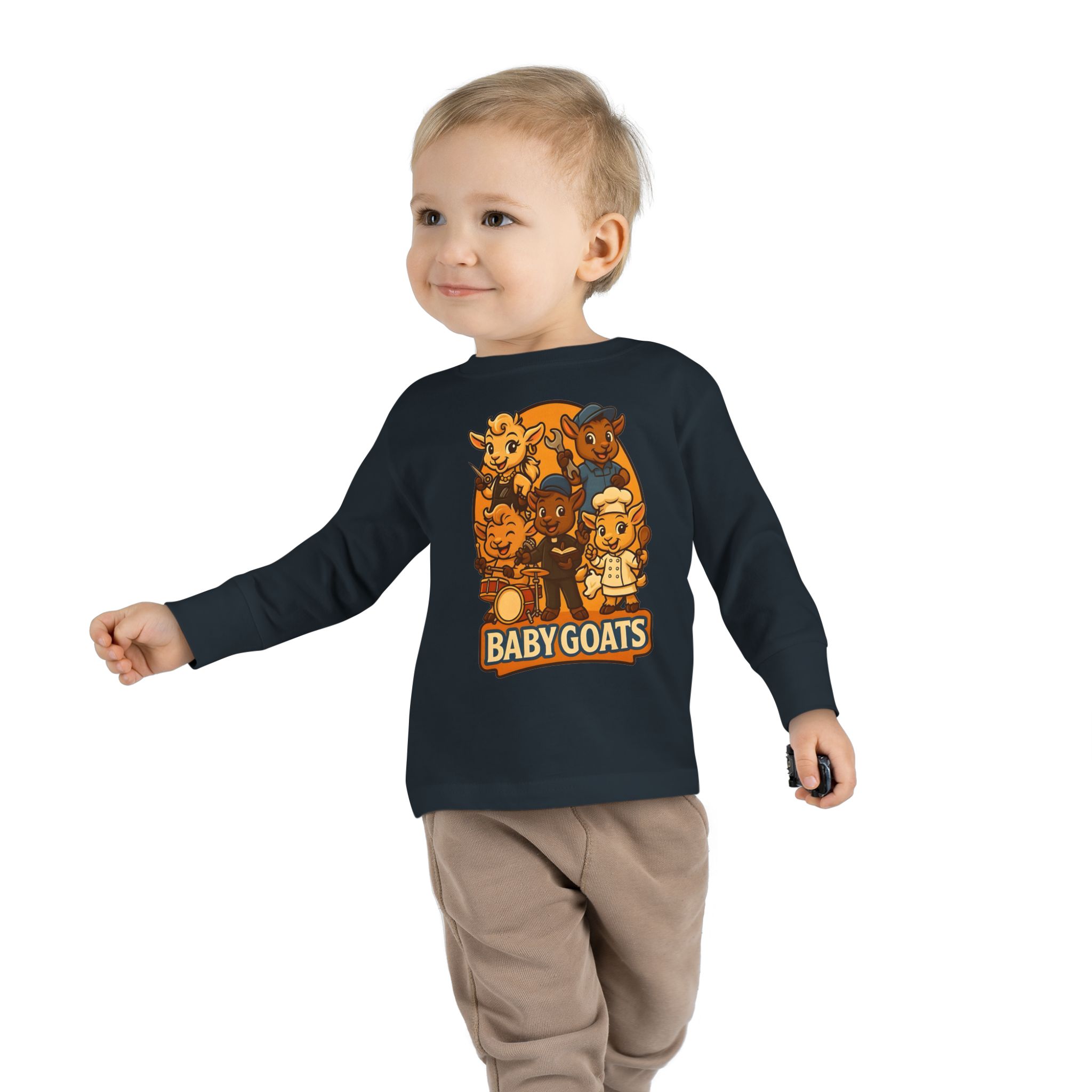 Toddler Tee — 'Baby Goats' Cute Cartoon Goat Kids Long Sleeve Shirt - Image 11
