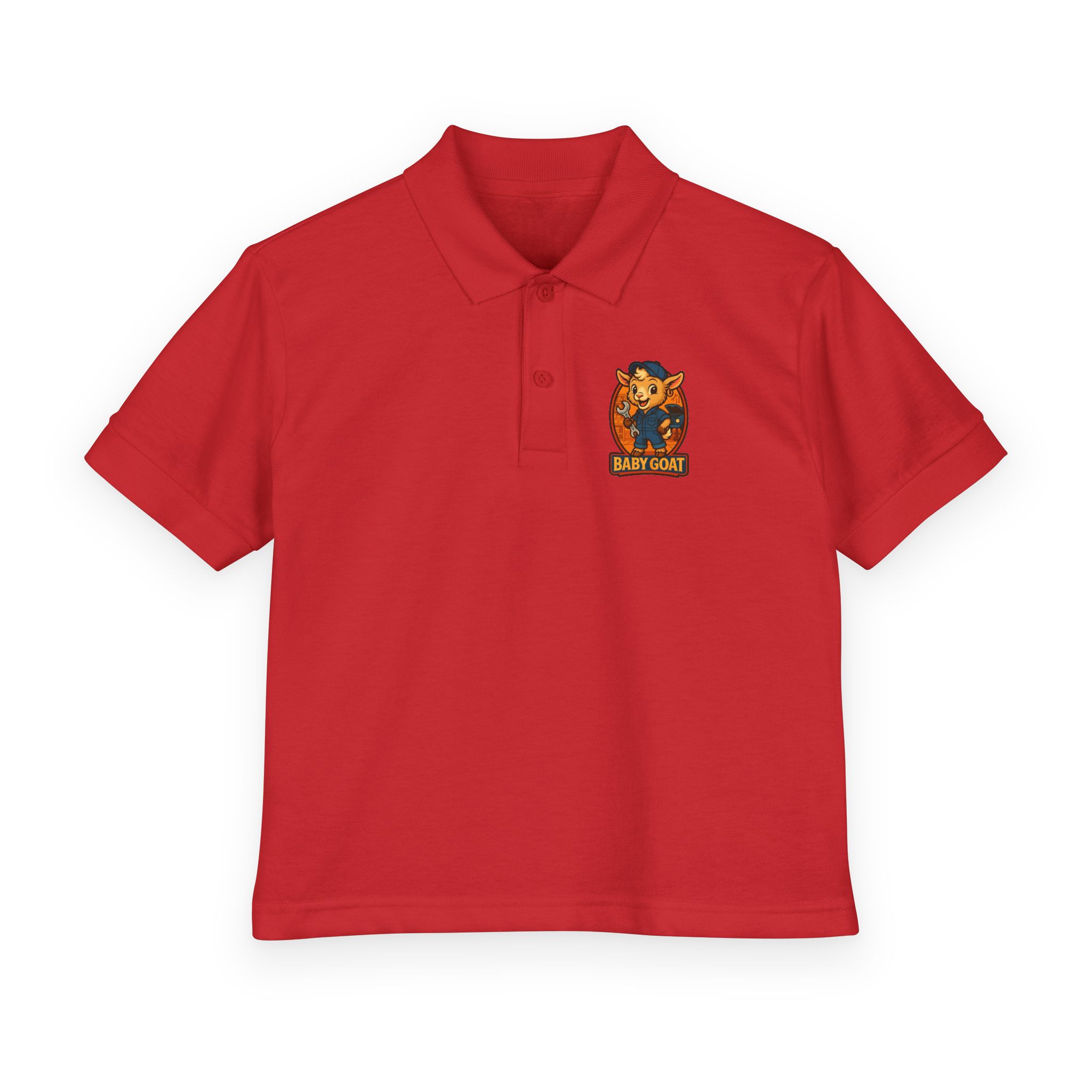Ollie the Auto Helper Kids Polo Shirt - "Baby Goat" Mechanic Mascot Graphic - Image 13