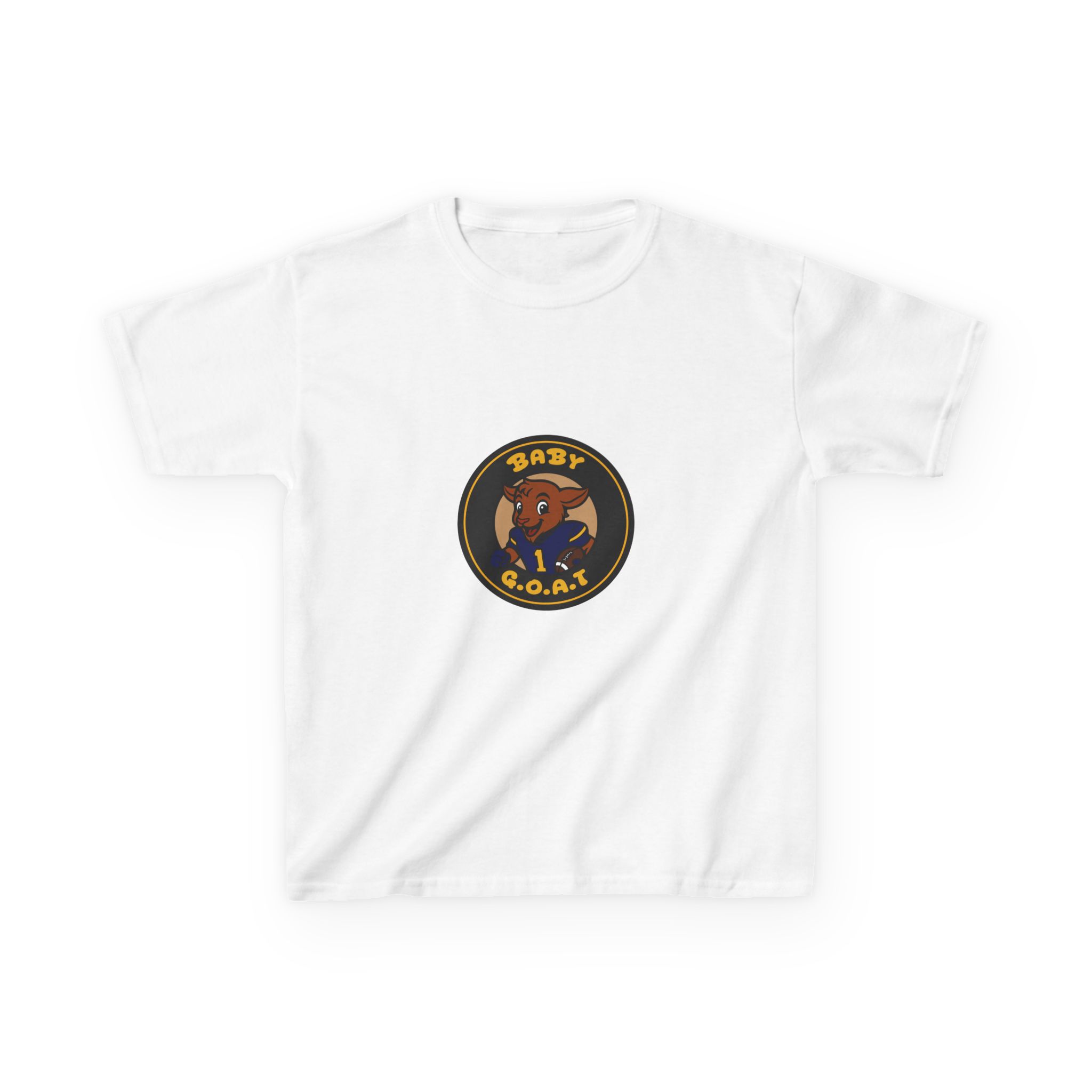 Davon The Touchdown Star Yello Background Kids Tee — 'Baby G.O.A.T.' Cartoon Goat Graphic