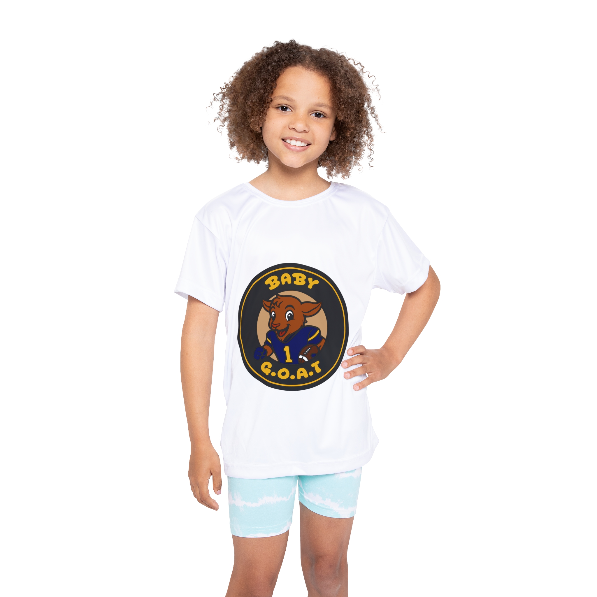 Davon The Touchdown Star Yello Background Kids Jersey - "Baby G.O.A.T." Goat Sports Tee for Toddlers - Image 4