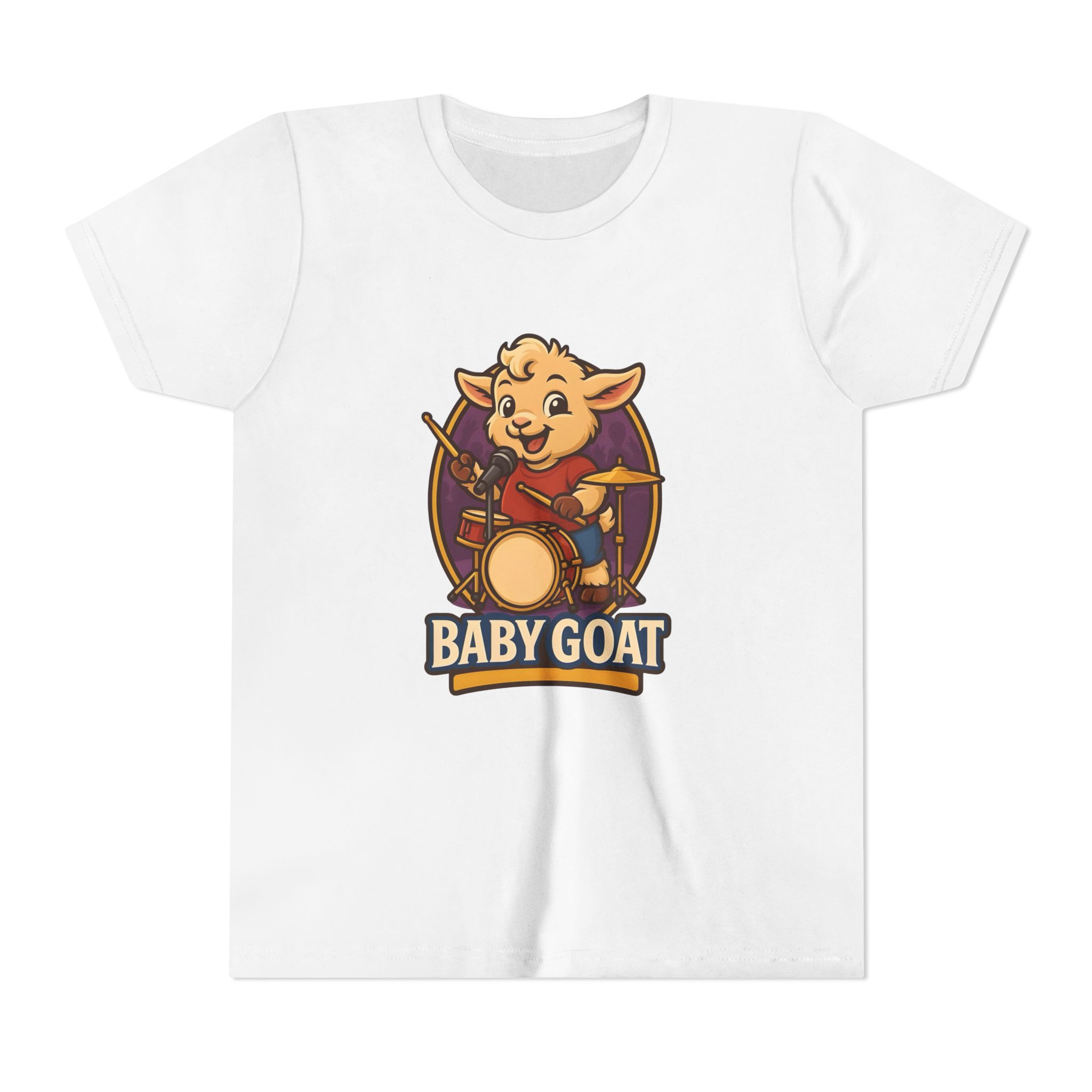Youth Tee — Cute 'Baby Goat' Drummer Graphic Shirt for Kids