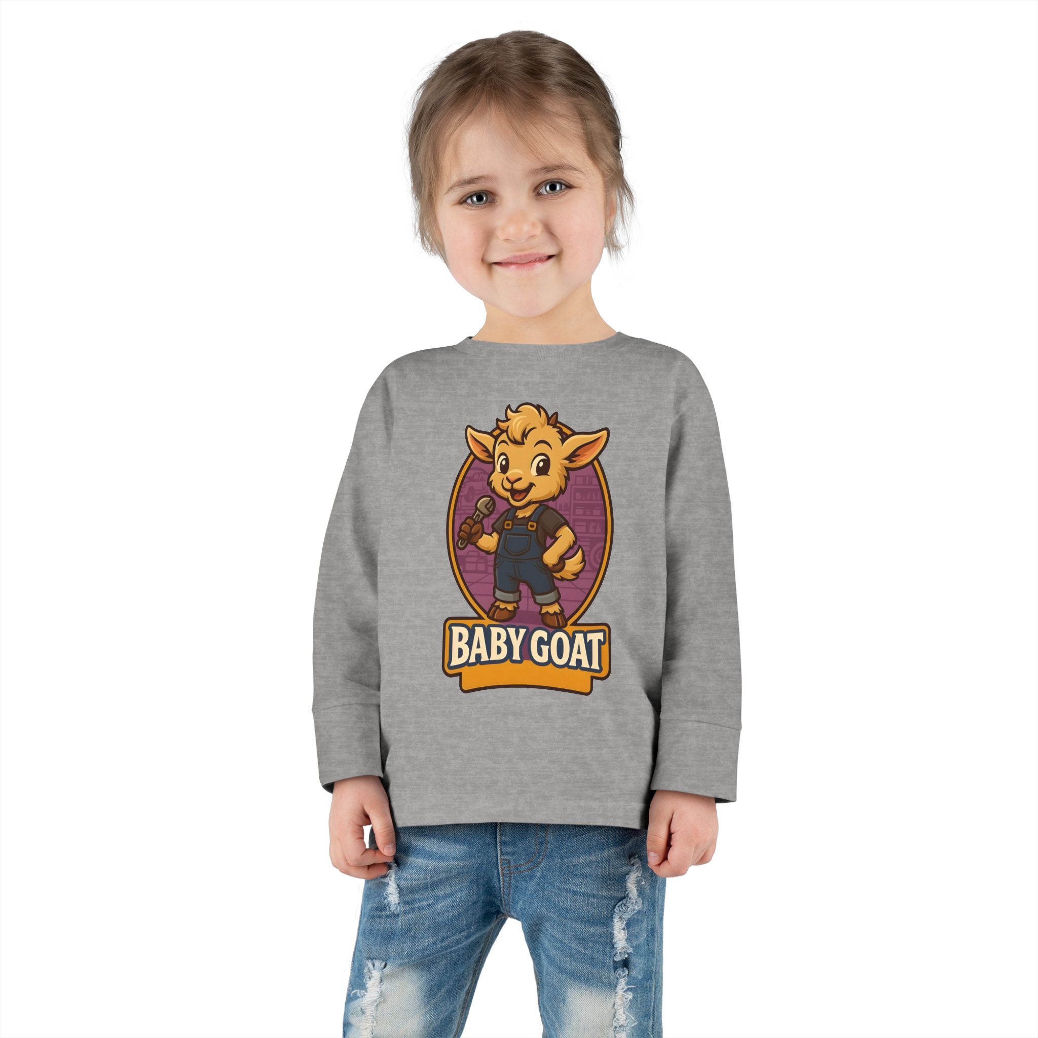 Toddler Long Sleeve Tee — Cute 'Baby Goat' Cartoon Kids Shirt - Image 8