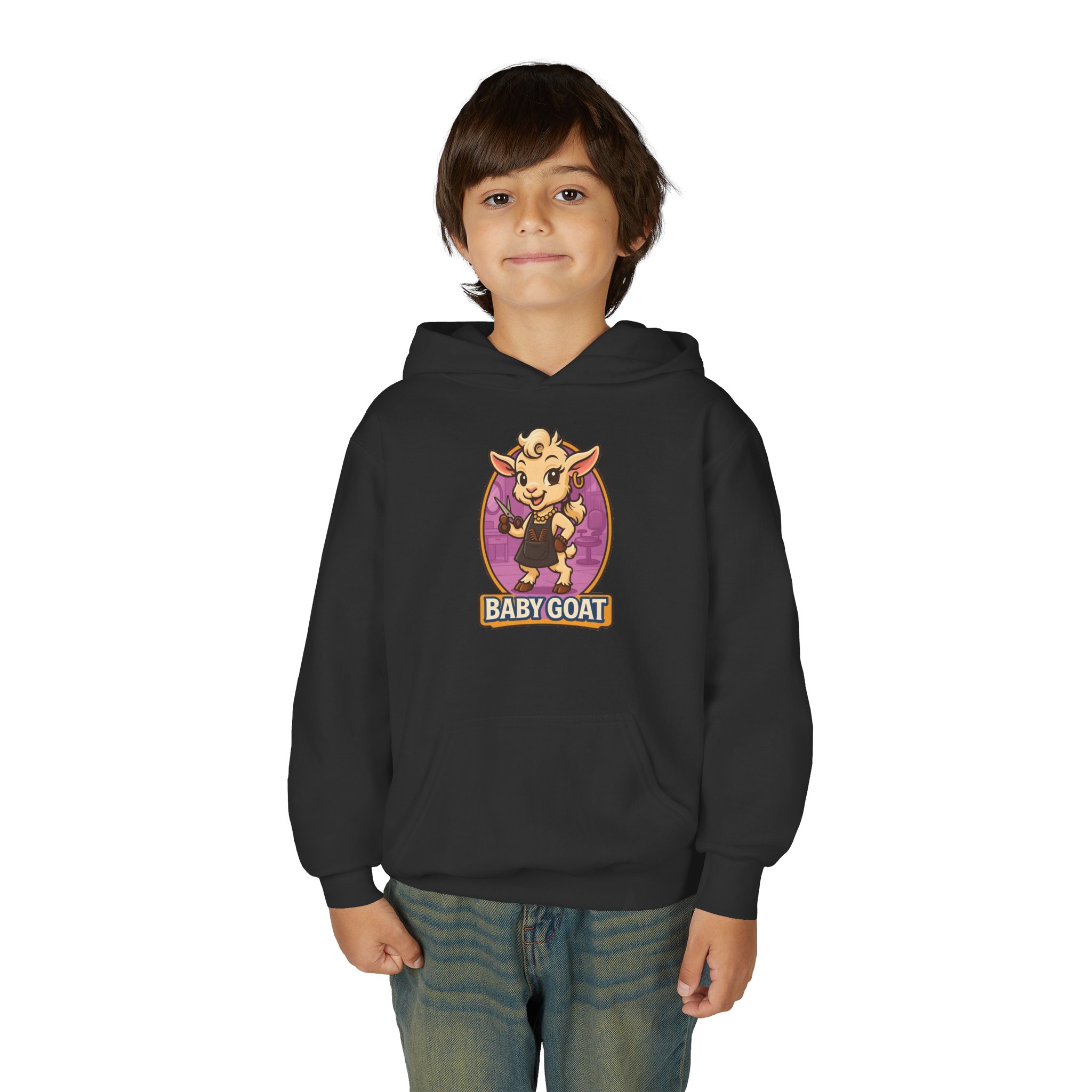 Joy the Stylist Baby Goat Youth Hoodie — Cute Cartoon Kid's Goat Pullover - Image 7