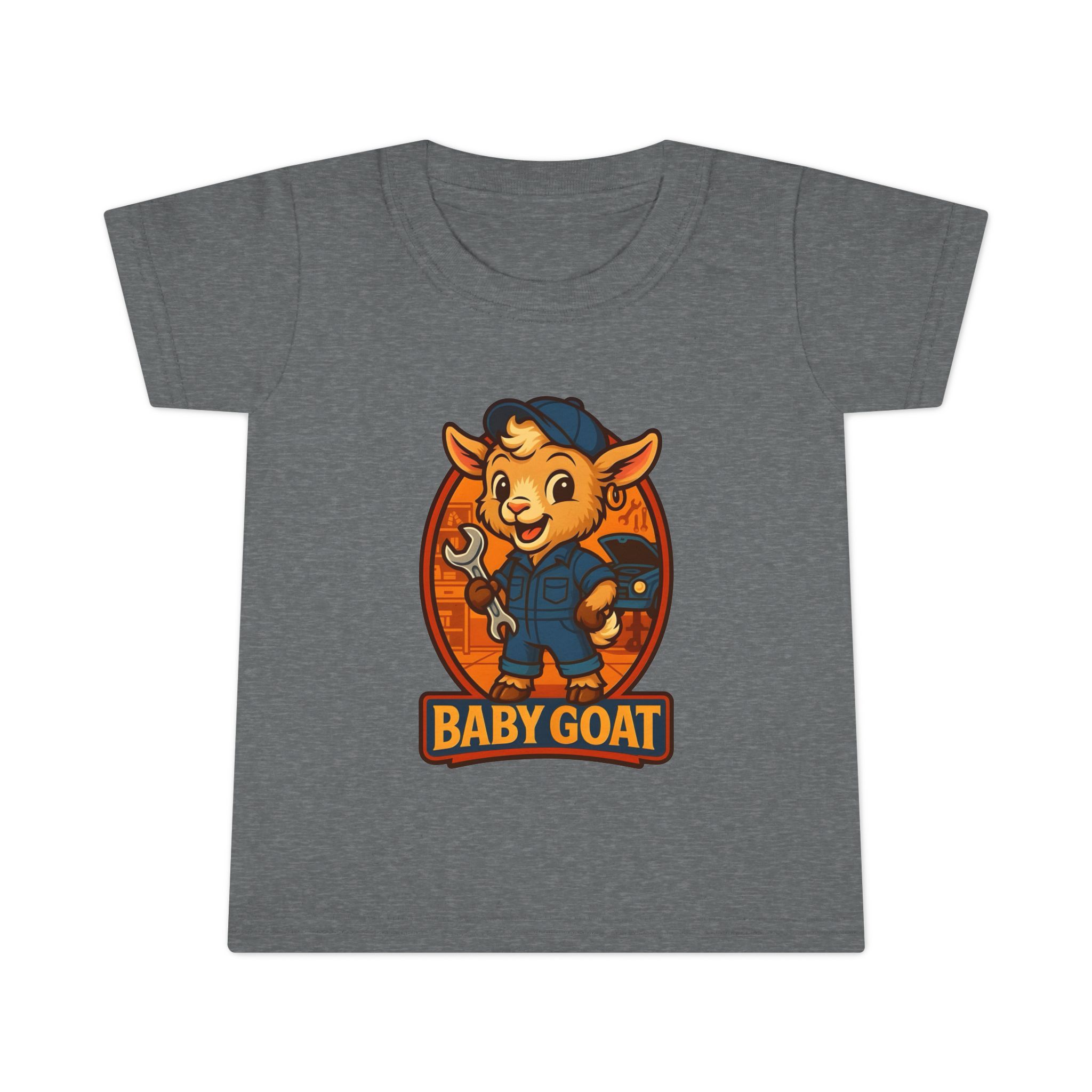 Ollie the Auto Helper Baby Goat Toddler T-Shirt — Cute Mechanic Goat Kids Tee - Image 7