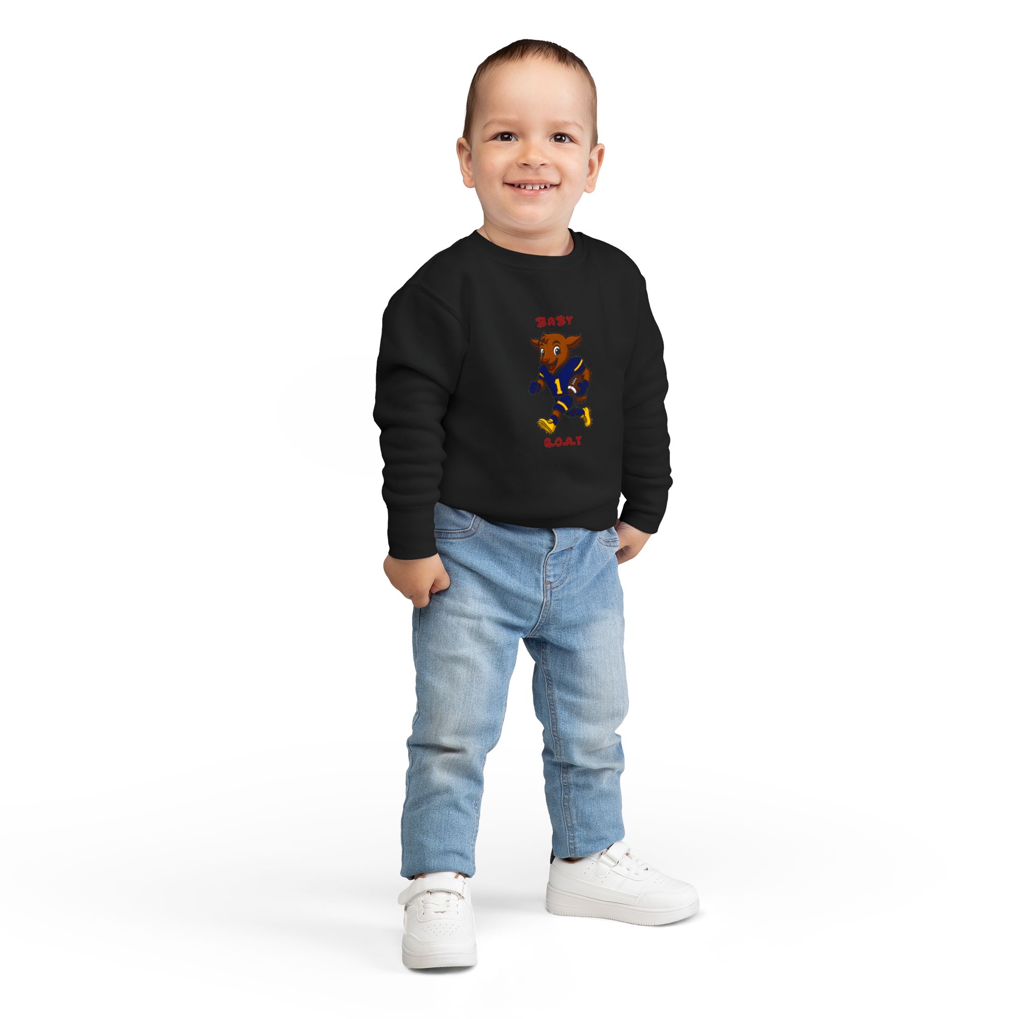 Davon The Touchdown Star In Action Toddler Goat Football Sweatshirt – "Baby G.O.A.T." Cute Kids Crewneck - Image 16