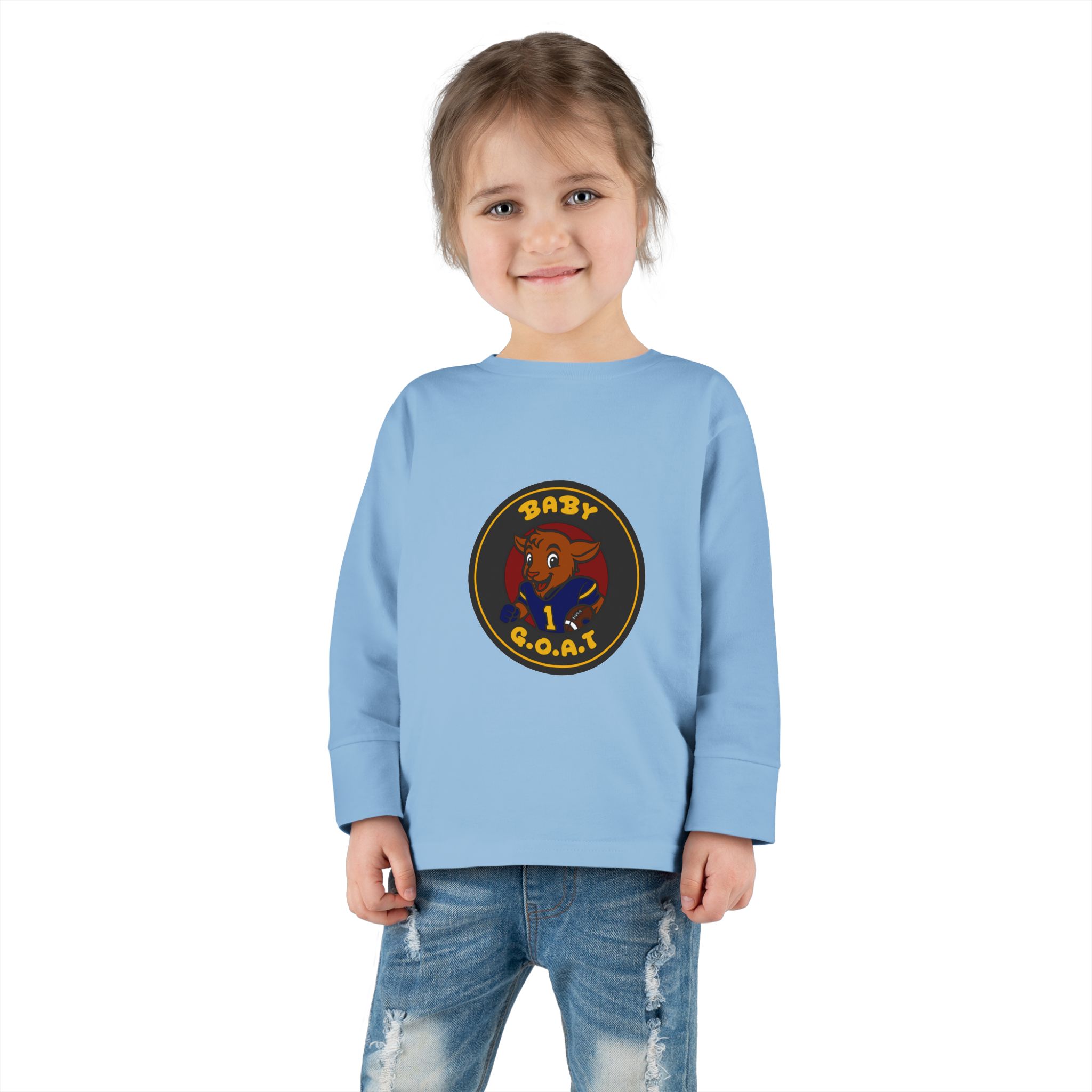Davon The Touchdown Star Toddler Long Sleeve Tee — "Baby G.O.A.T." Goat Graphic Shirt for Kids - Image 8