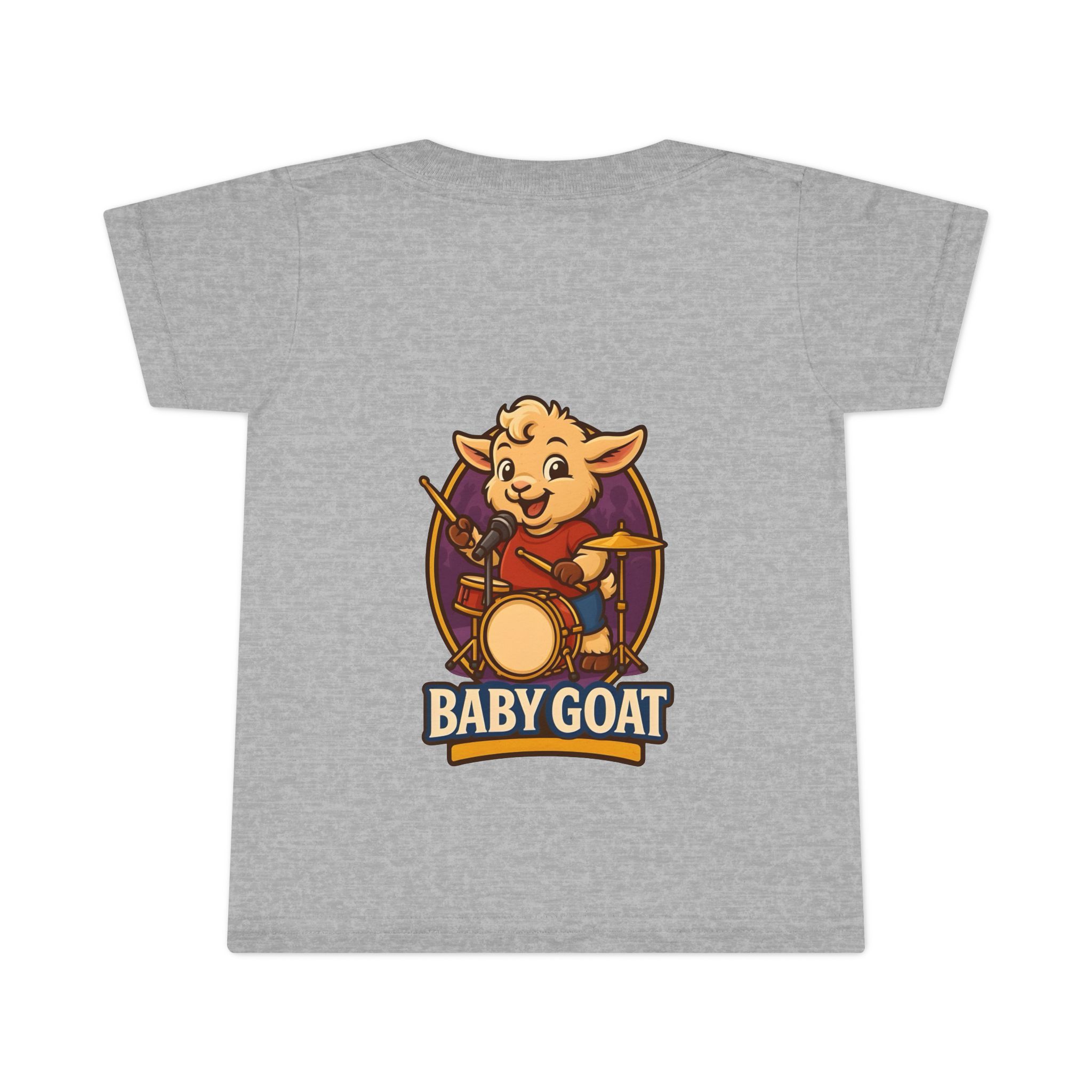 Baby Goat Toddler T-Shirt — Cute Drummer Kid Goat Graphic Tee - Image 2