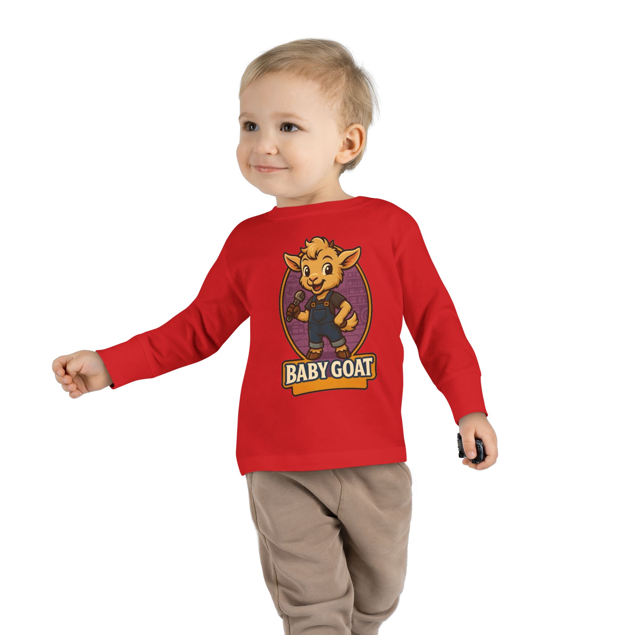 Toddler Long Sleeve Tee — Cute 'Baby Goat' Cartoon Kids Shirt - Image 19