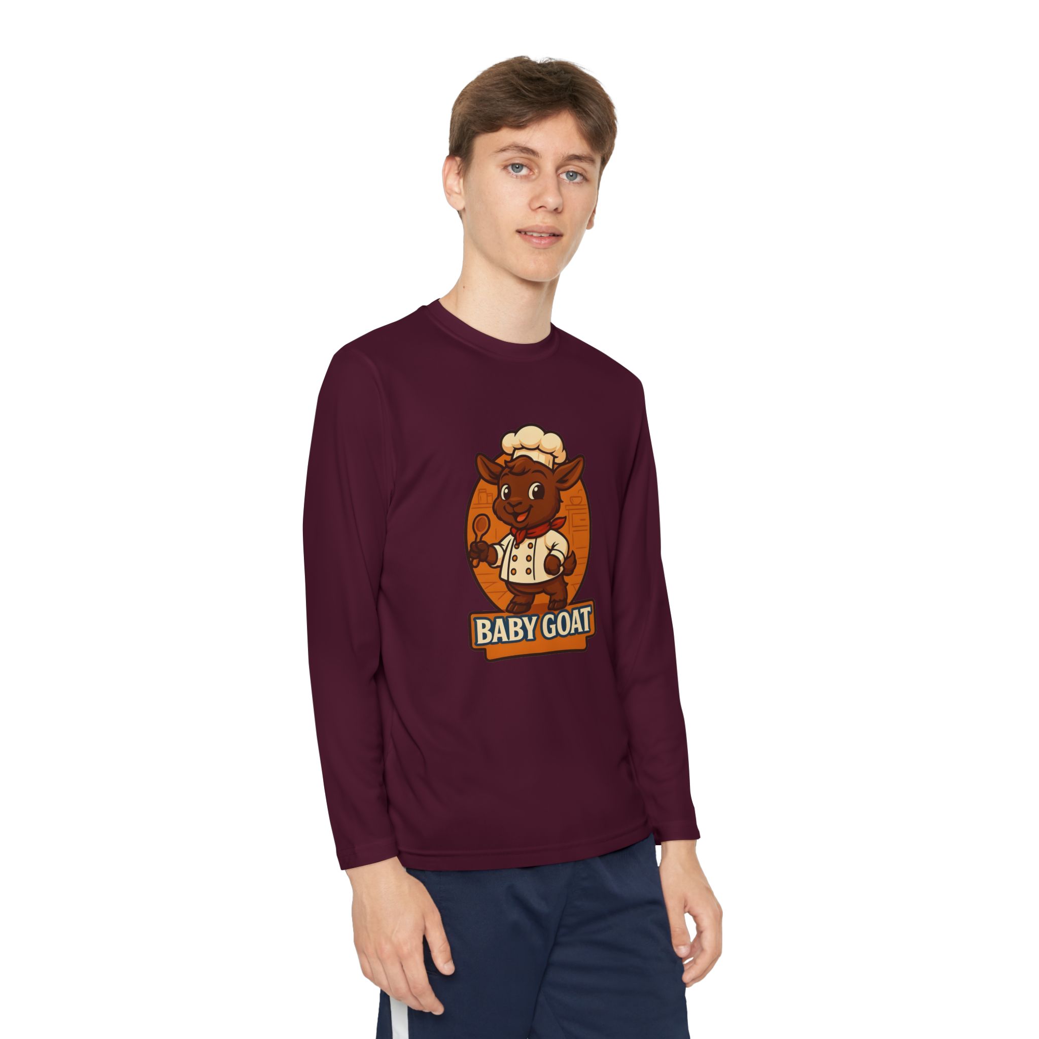 Youth Long Sleeve Tee — Cute 'Baby Goat' Cartoon Baseball Design - Image 15