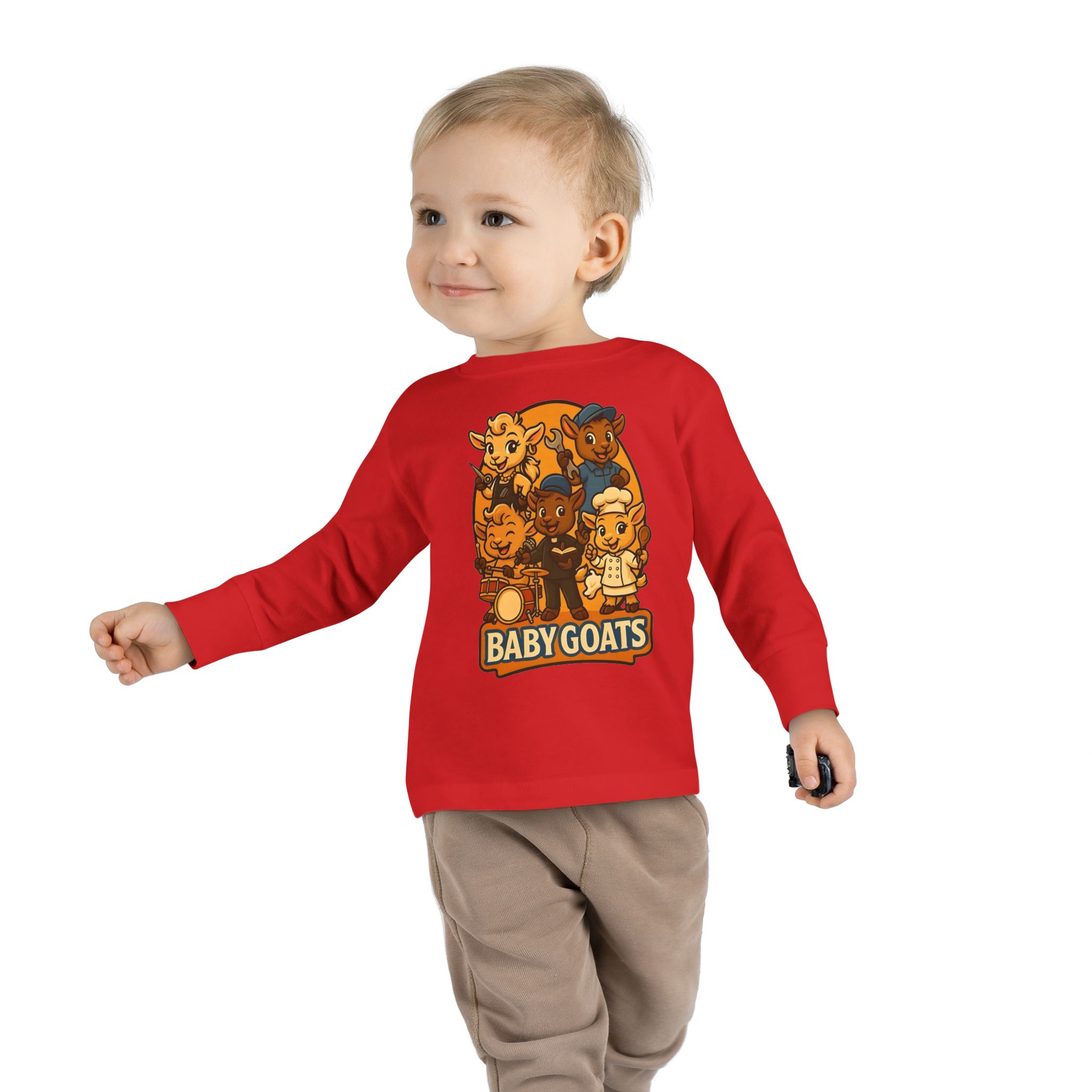 Toddler Tee — 'Baby Goats' Cute Cartoon Goat Kids Long Sleeve Shirt - Image 15