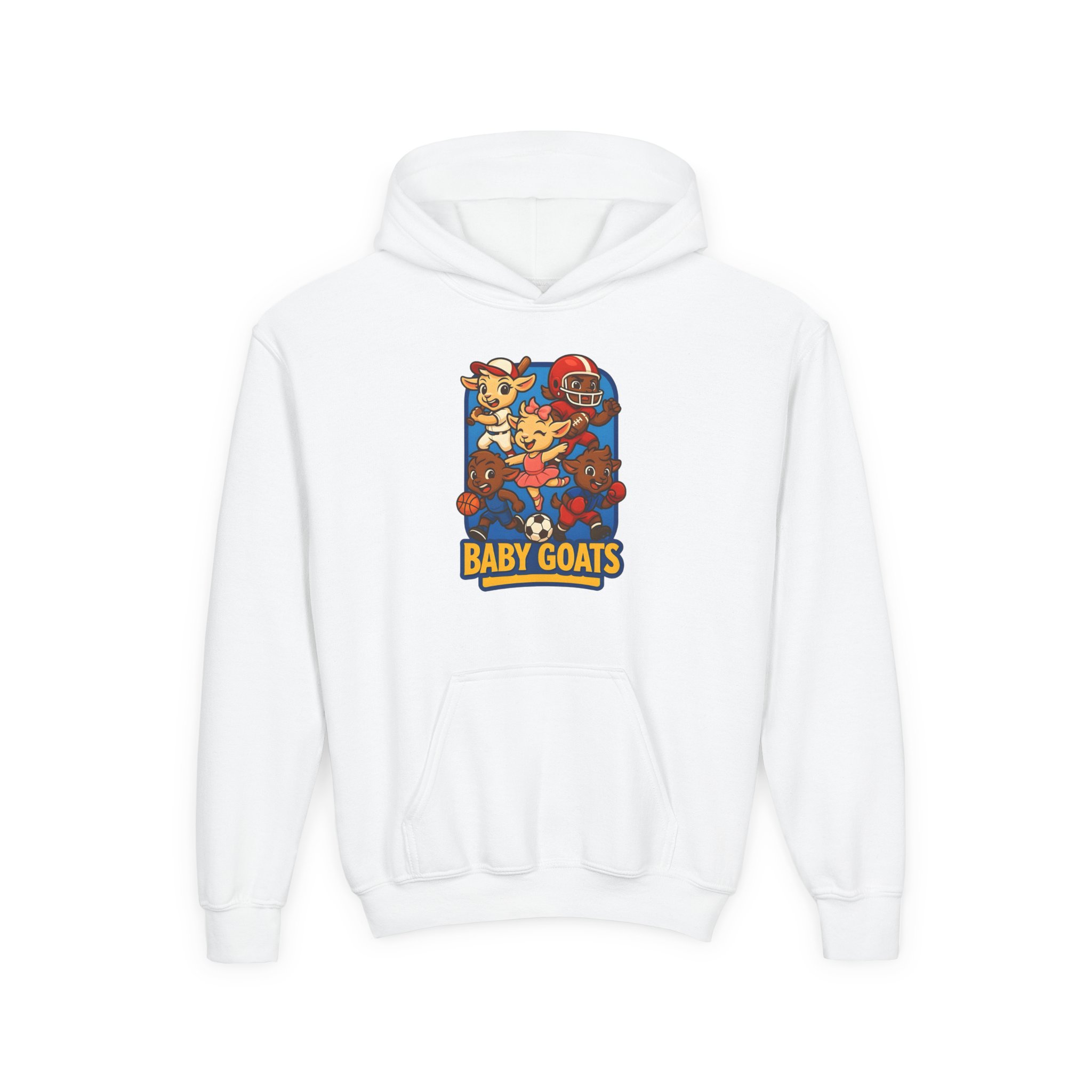 The Little Champs Crew Youth Hoodie – Cute 'Baby Goats' Cartoon Graphic Sweatshirt for Kids