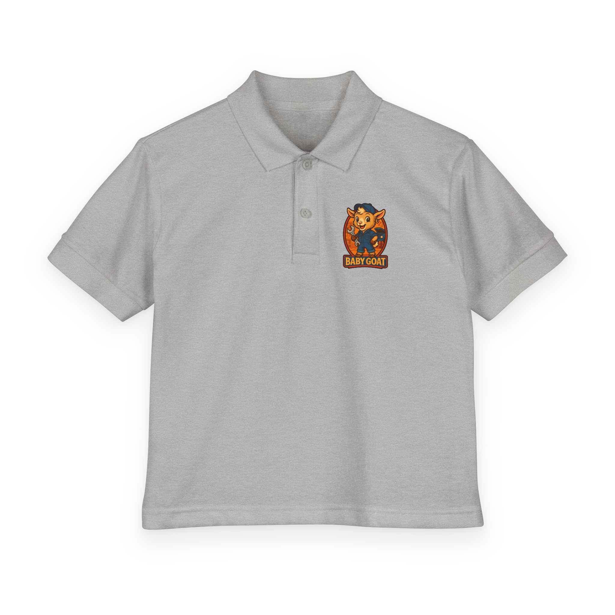 Ollie the Auto Helper Kids Polo Shirt - "Baby Goat" Mechanic Mascot Graphic - Image 5