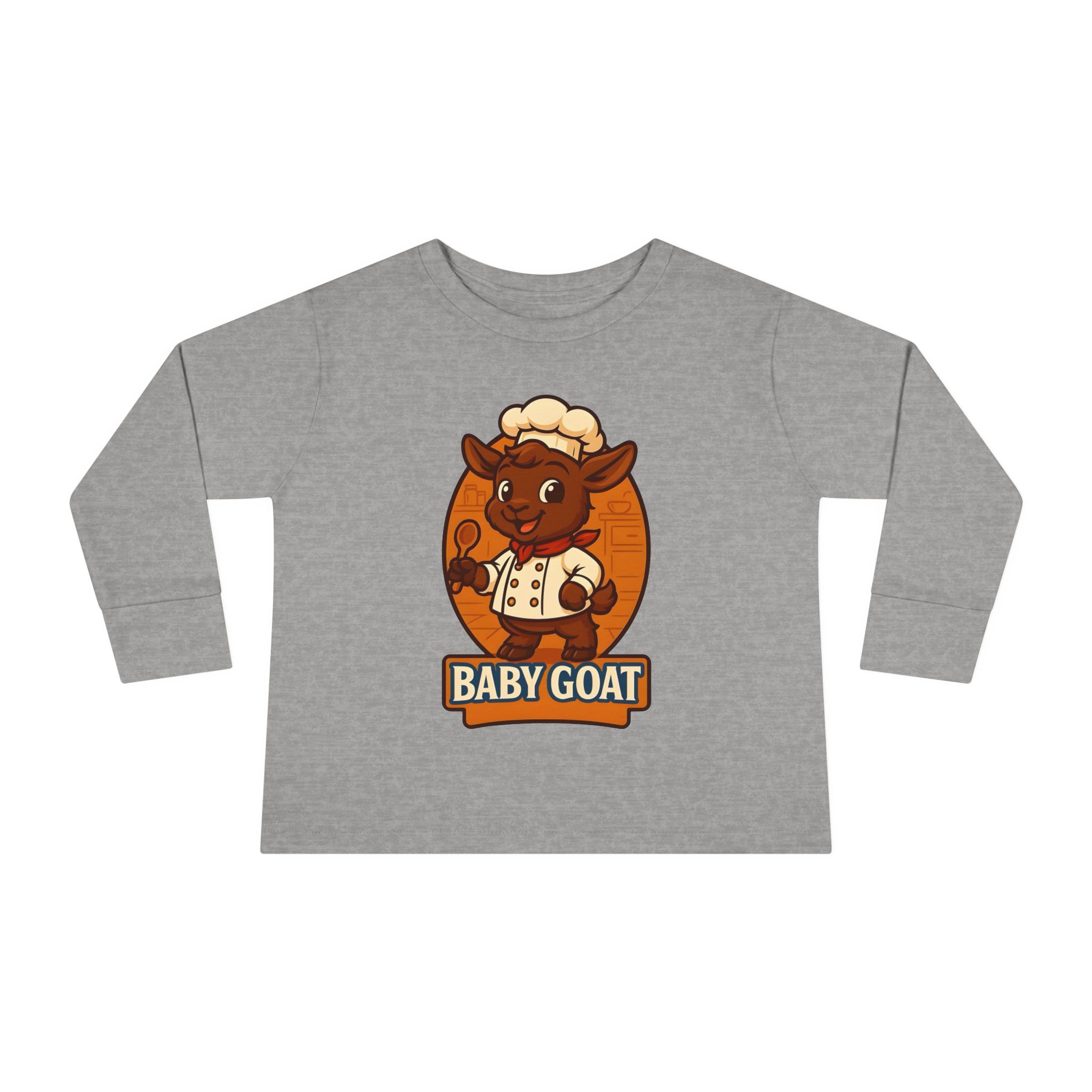 Charlie the Chef Toddler Tee — Cute 'Baby Goat' Cartoon Chef Long Sleeve Shirt - Image 5