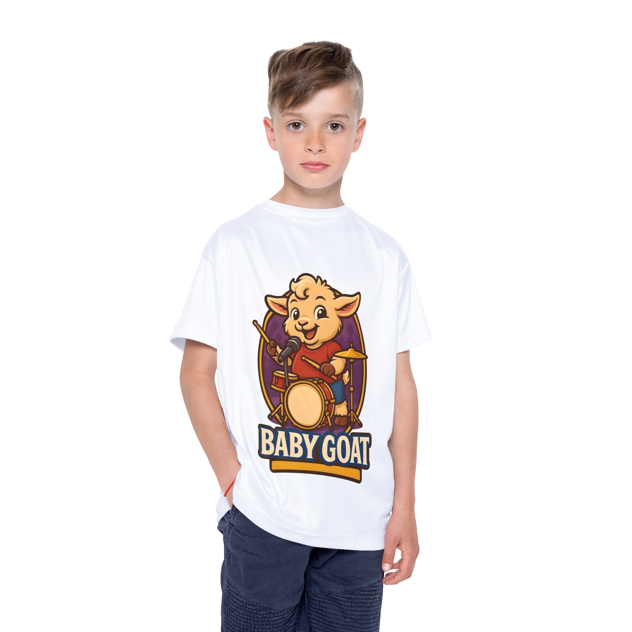 Kids Jersey — Baby Goat Drummer Graphic - Image 3