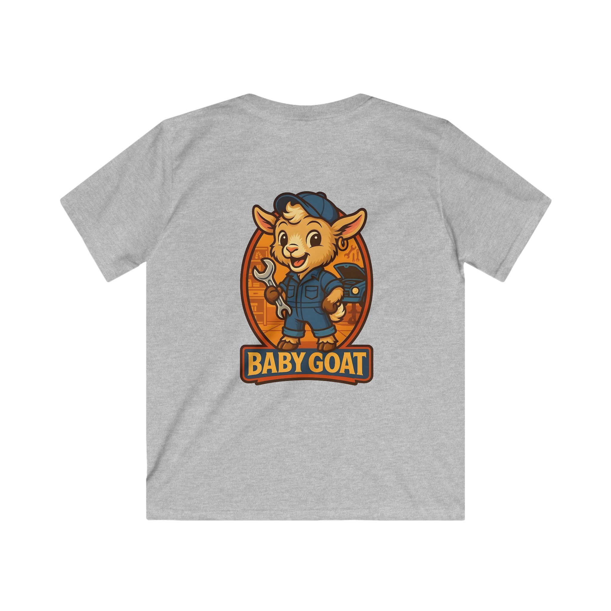 Ollie the Auto Helper Baby Goat Kids T-Shirt — Cute Mechanic Cartoon Tee for Toddlers - Image 4