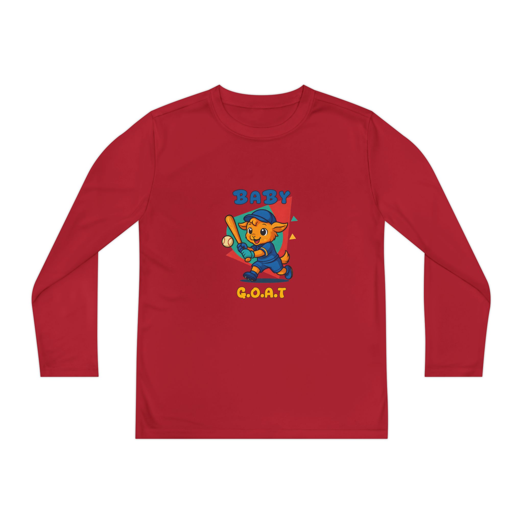 Barry the Slugger Baby G.O.A.T. Youth Long Sleeve Tee - Cute Baseball Cat Graphic - Image 13