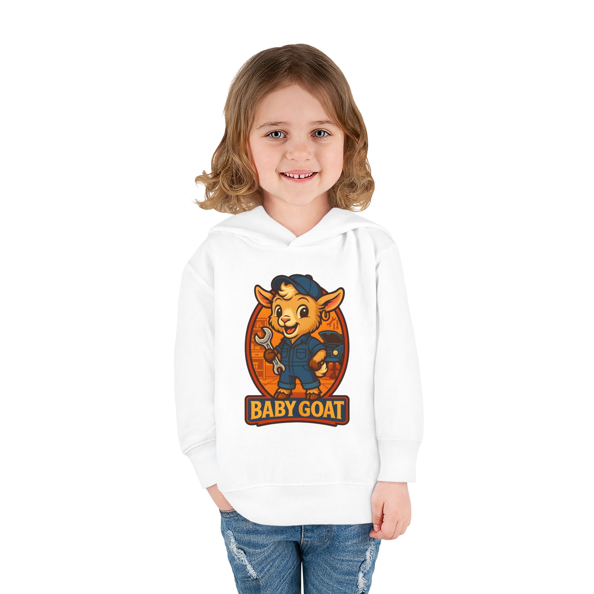 Ollie the Auto Helper Baby Goat Toddler Hoodie — Cute Cartoon Goat Pullover for Kids - Image 4