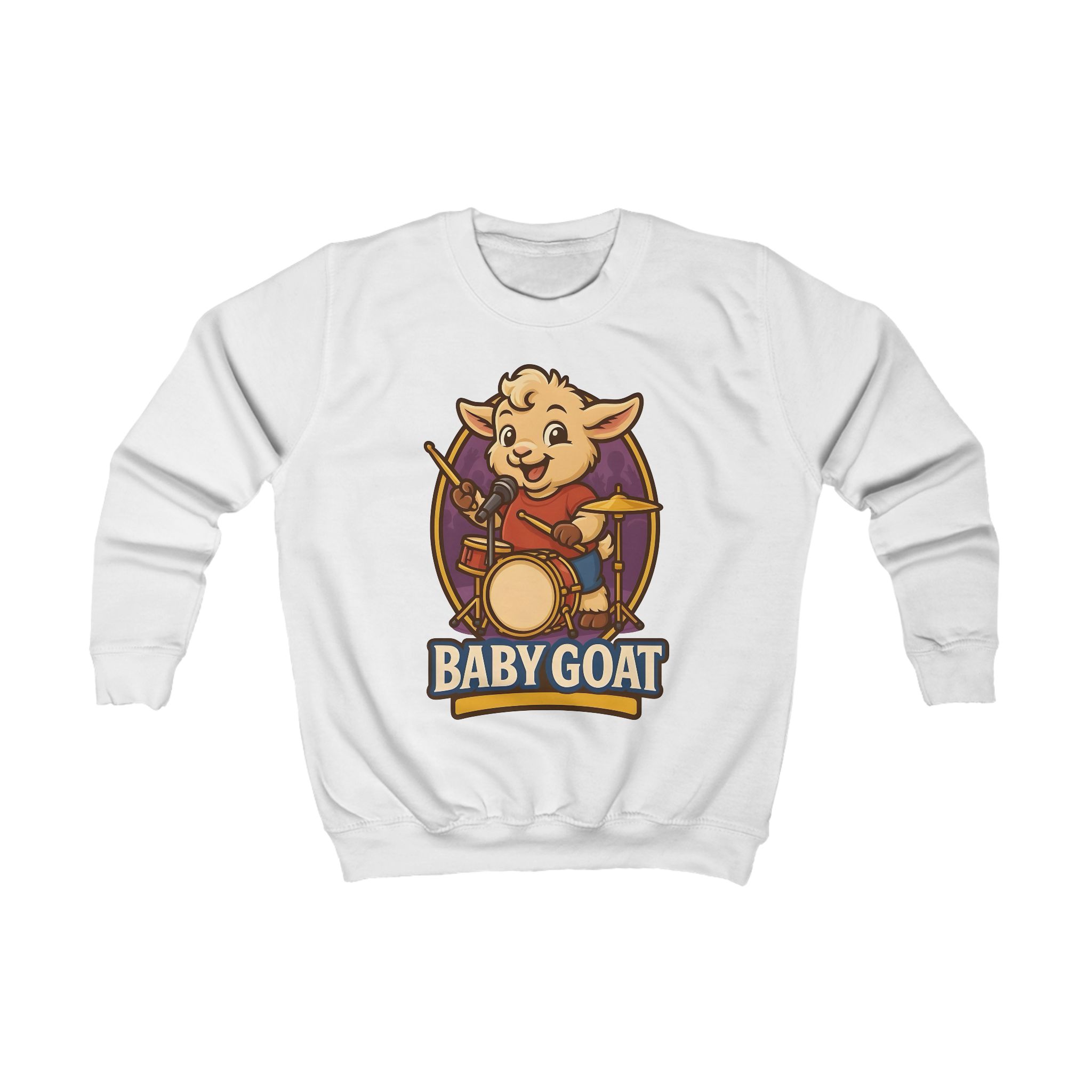 Kids Sweatshirt — 'Baby Goat' Drummer Graphic Pullover for Children