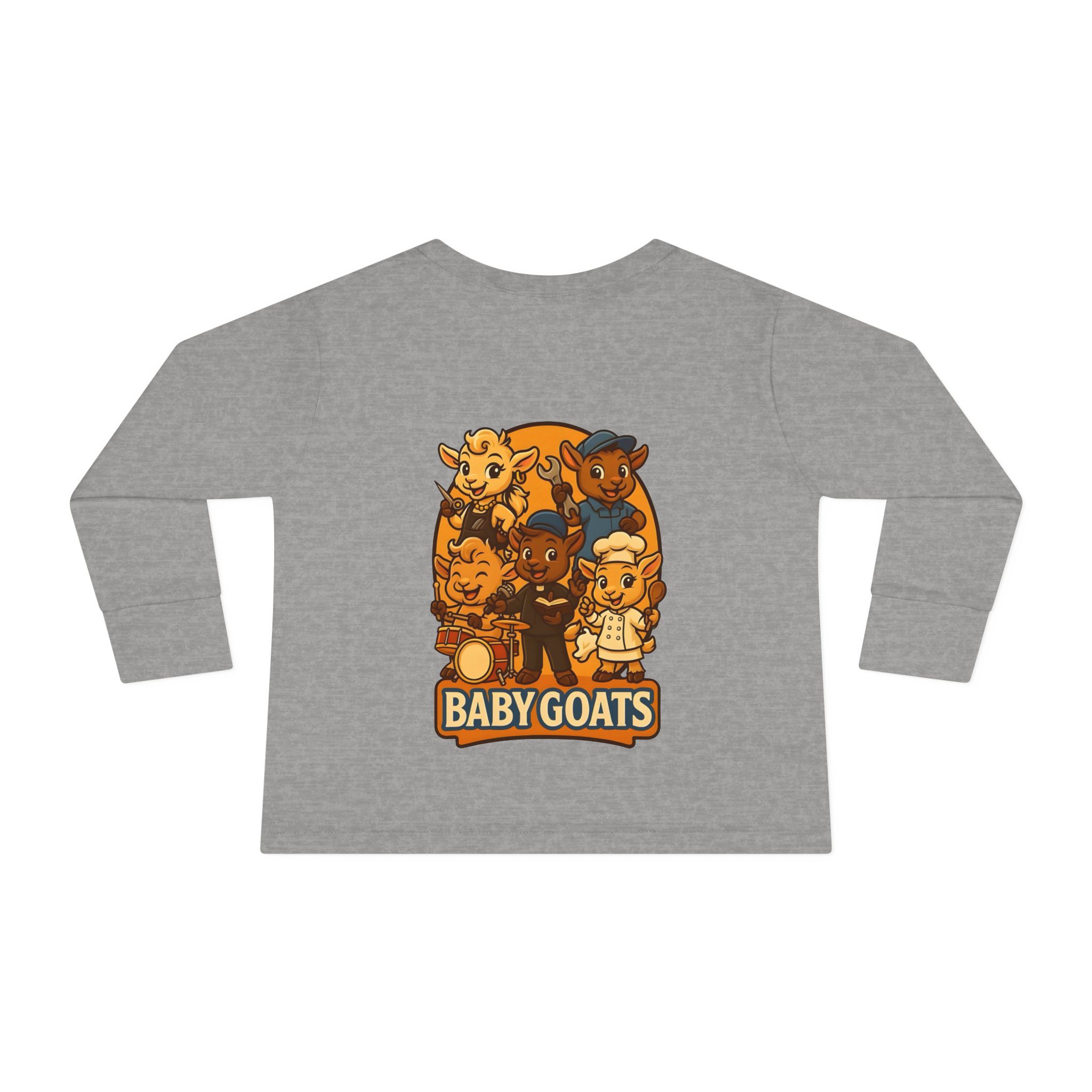 Toddler Tee — 'Baby Goats' Cute Cartoon Goat Kids Long Sleeve Shirt - Image 2