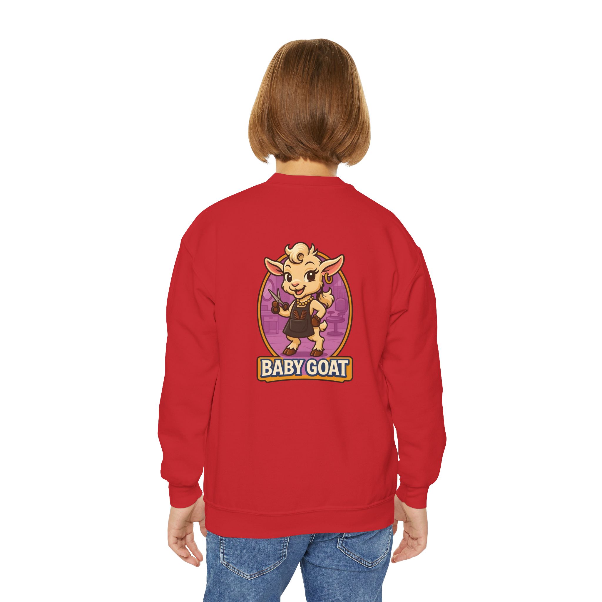 Joy the Stylist Youth Sweatshirt - 'Baby Goat' Cute Cartoon Graphic Crewneck - Image 16