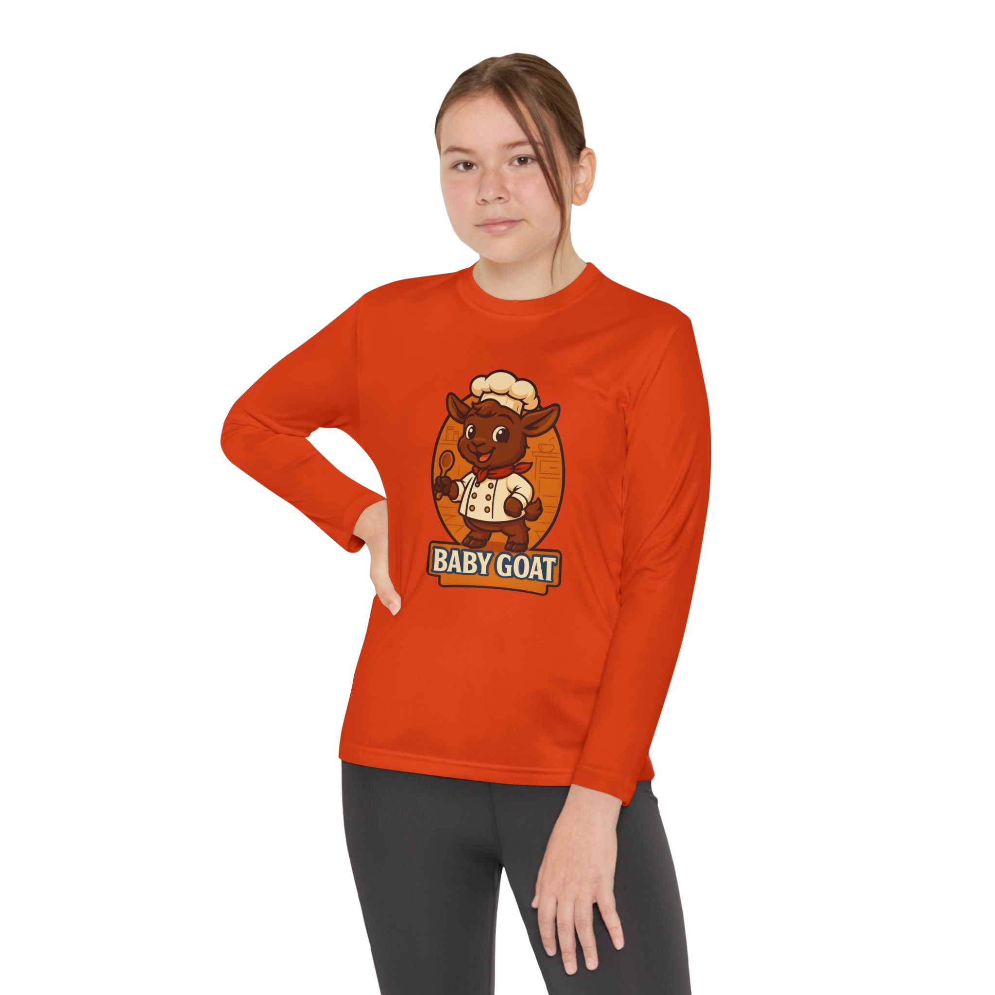 Youth Long Sleeve Tee — Cute 'Baby Goat' Cartoon Baseball Design - Image 8