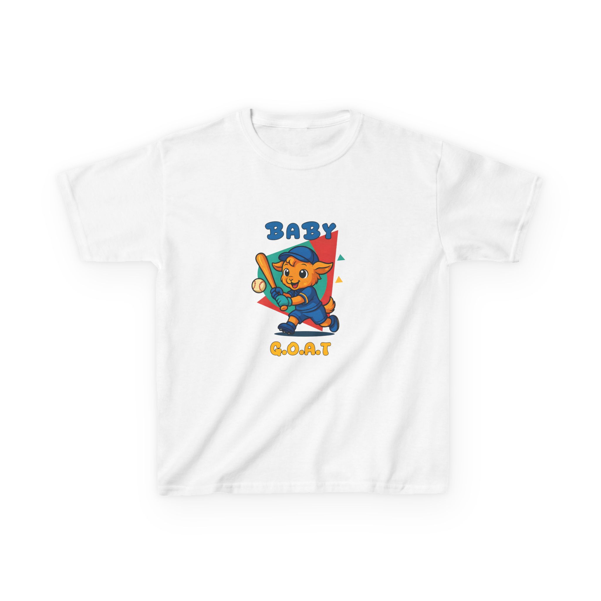 Barry the Slugger Kids T‑Shirt — Baby G.O.A.T. Cute Baseball Kitten Graphic Tee