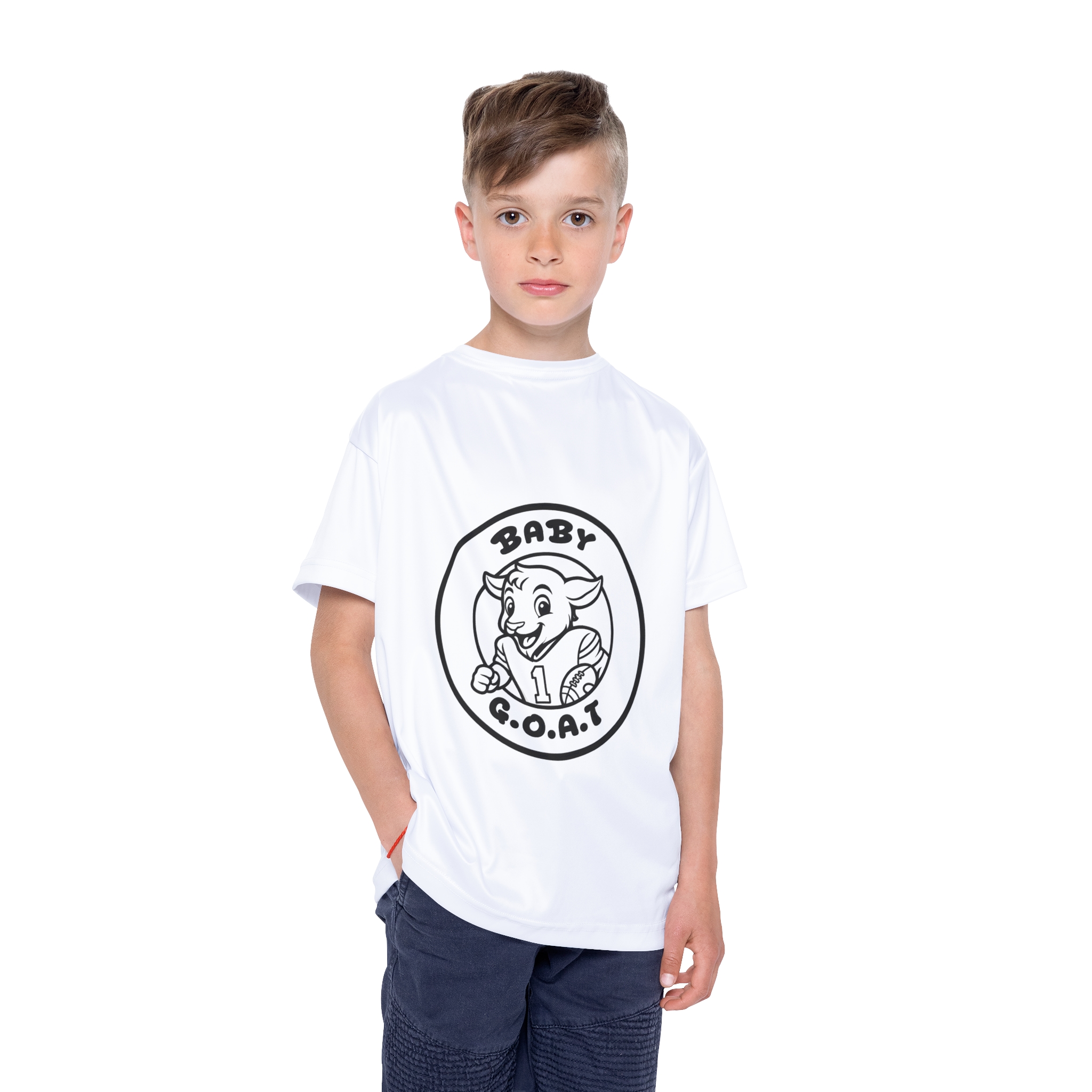 The Touchdown Star Kids Jersey — 'Baby G.O.A.T.' Sports Tee with Cute Goat Mascot - Image 3