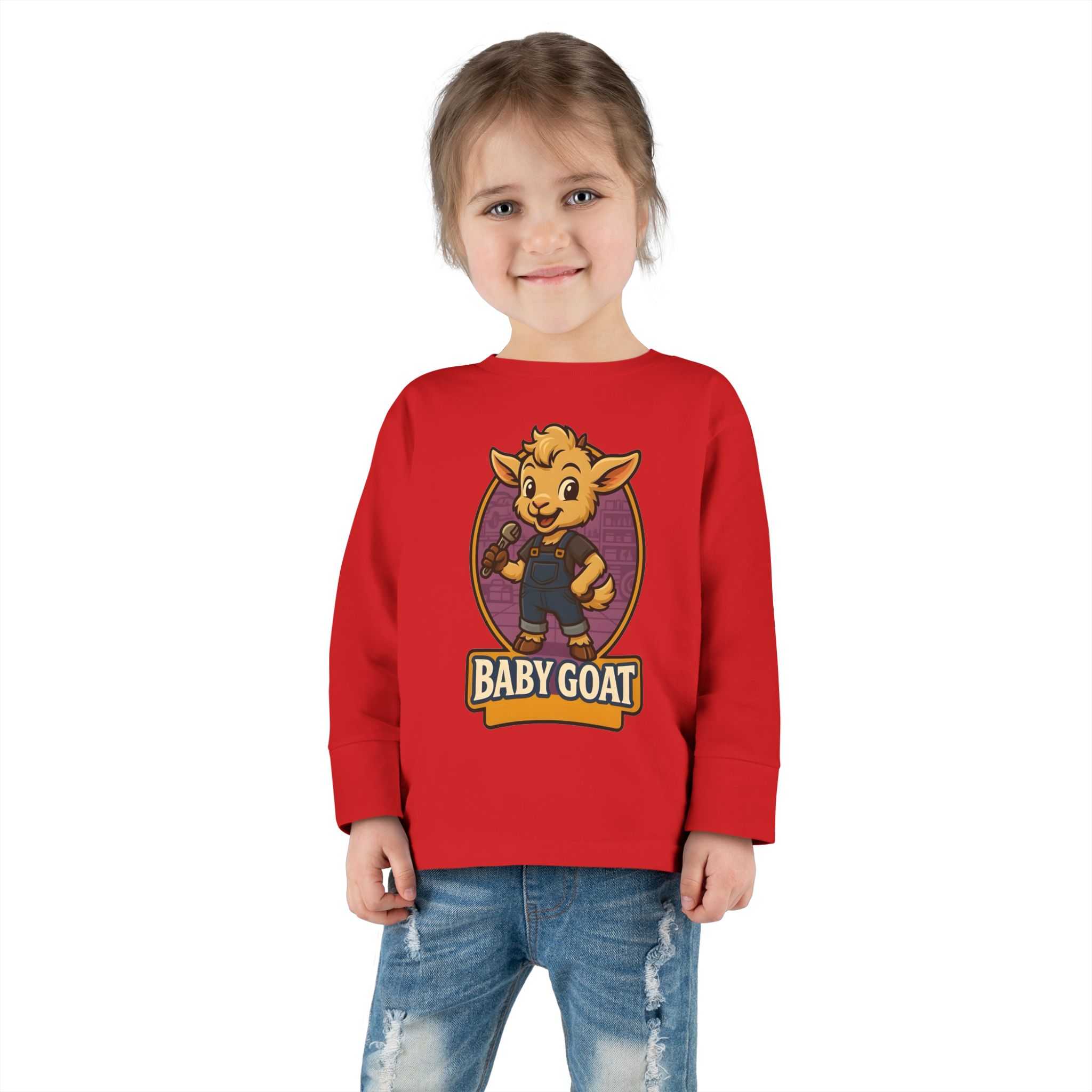 Toddler Long Sleeve Tee — Cute 'Baby Goat' Cartoon Kids Shirt - Image 20