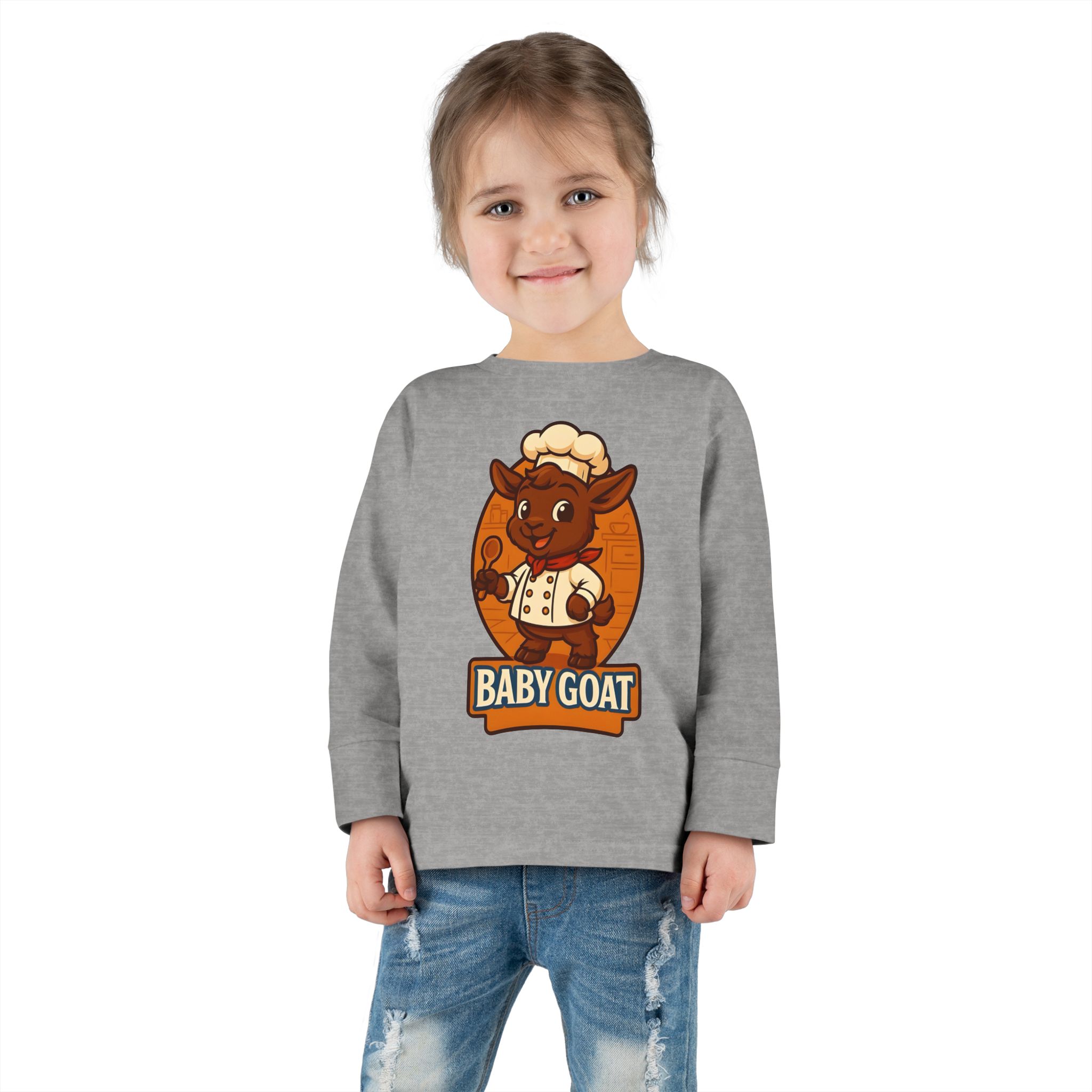 Charlie the Chef Toddler Tee — Cute 'Baby Goat' Cartoon Chef Long Sleeve Shirt - Image 8