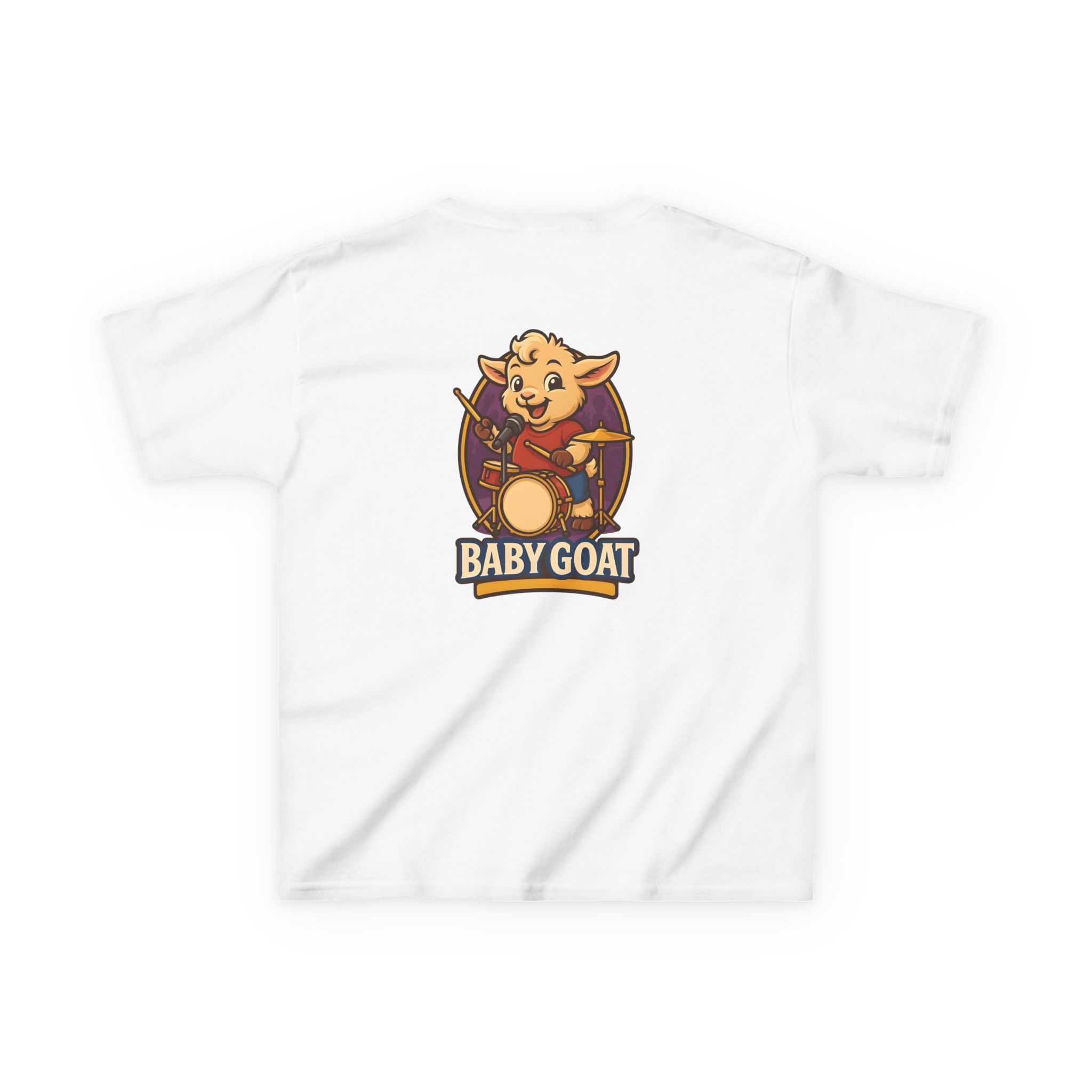 Kids T-Shirt — Cute 'Baby Goat' Cartoon Drum Player Tee for Toddlers - Image 2