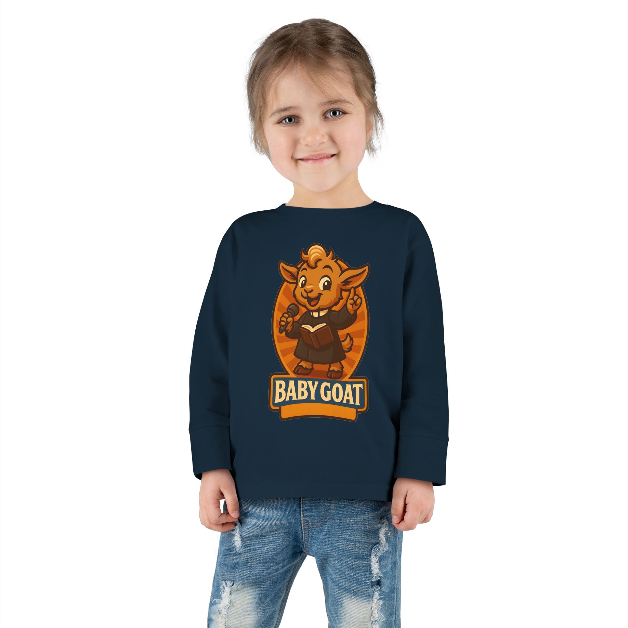 Toddler Long Sleeve Tee — Cute 'Baby Goat' Cartoon Kids Shirt - Image 16