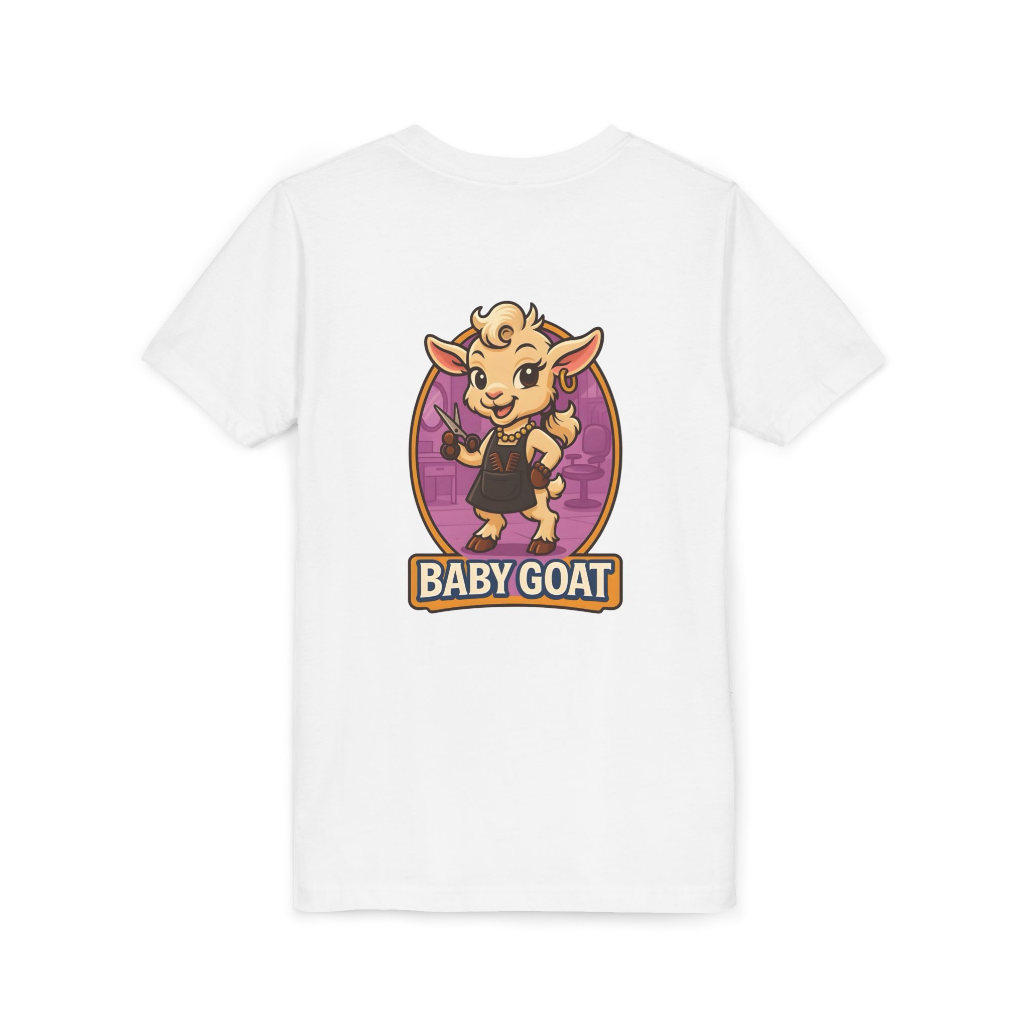 Joy the Stylist Baby Goat Youth T‑Shirt — Cute Cartoon Kid Tee with 'Baby Goat' Text - Image 4