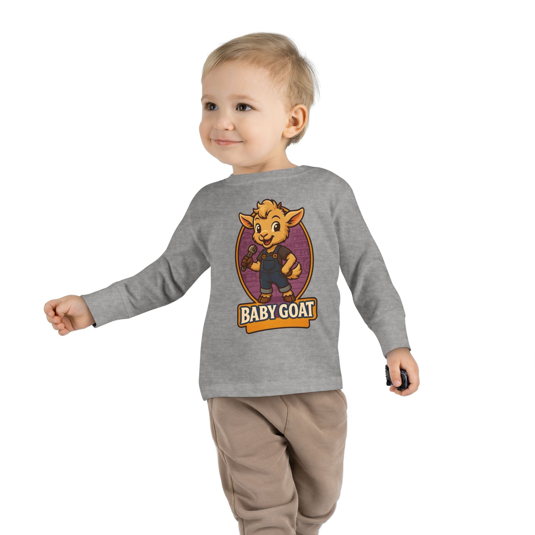 Toddler Long Sleeve Tee — Cute 'Baby Goat' Cartoon Kids Shirt - Image 7