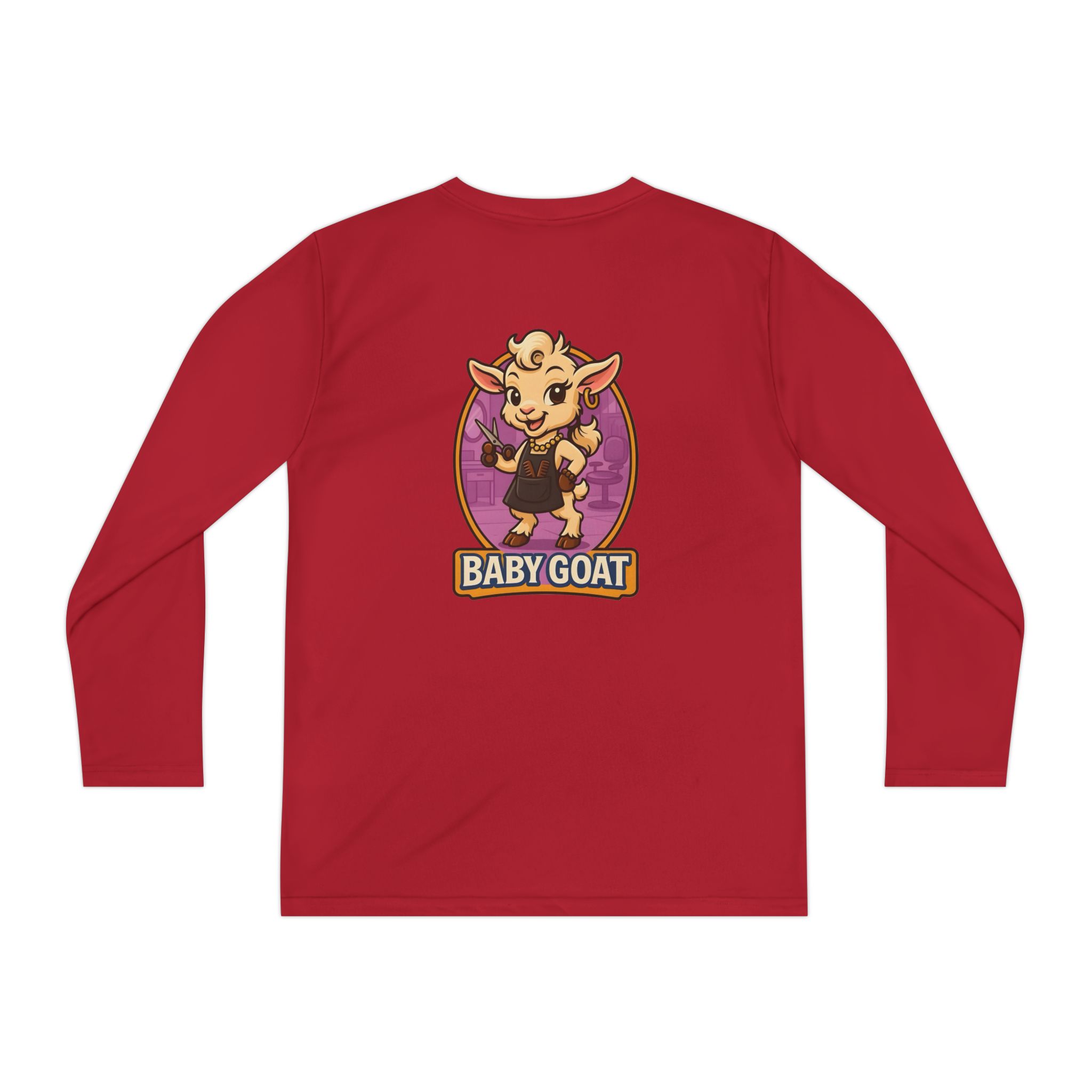 Joy the Stylist Baby Goat Youth Long Sleeve Tee — Cute Cartoon Kid’s Shirt - Image 14