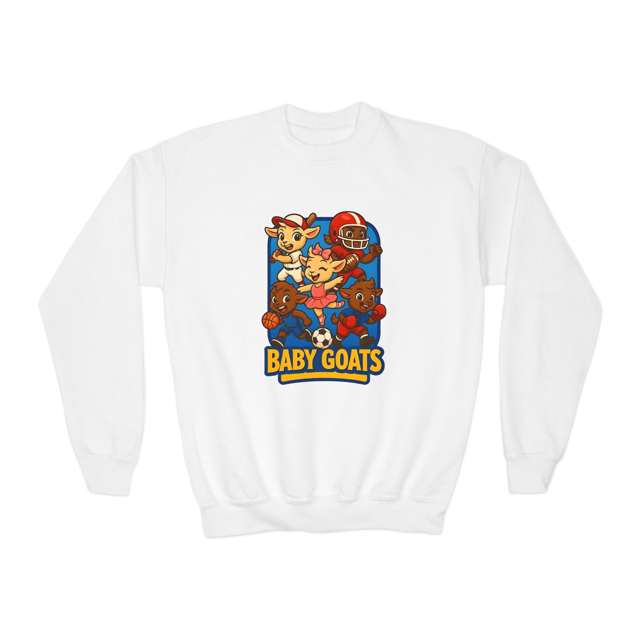 The Little Champs Crew Youth Sweatshirt — 'Baby Goats' Cute Sports Cartoon Crewneck