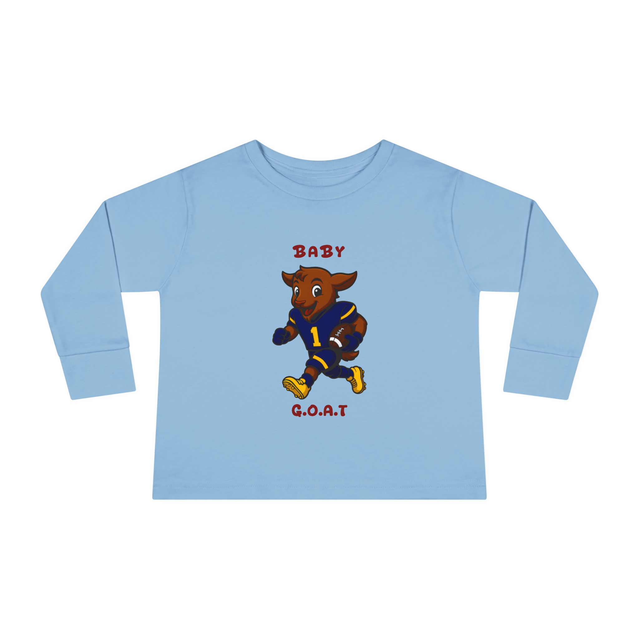 Davon The Touchdown Star In Action Toddler Long Sleeve Tee — "Baby G.O.A.T." Football Goat Graphic - Image 5