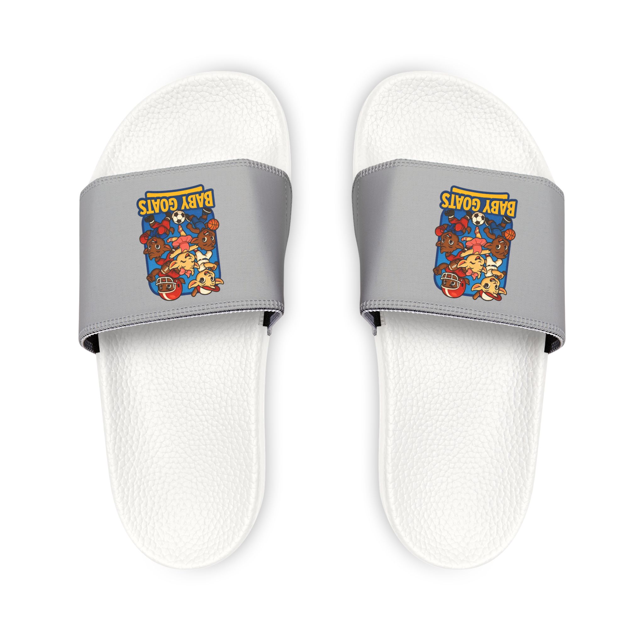 The Little Champs Crew Youth Slide Sandals with Removable Strap — Customizable Graphic ‘Baby Bowls’ Design - Image 2