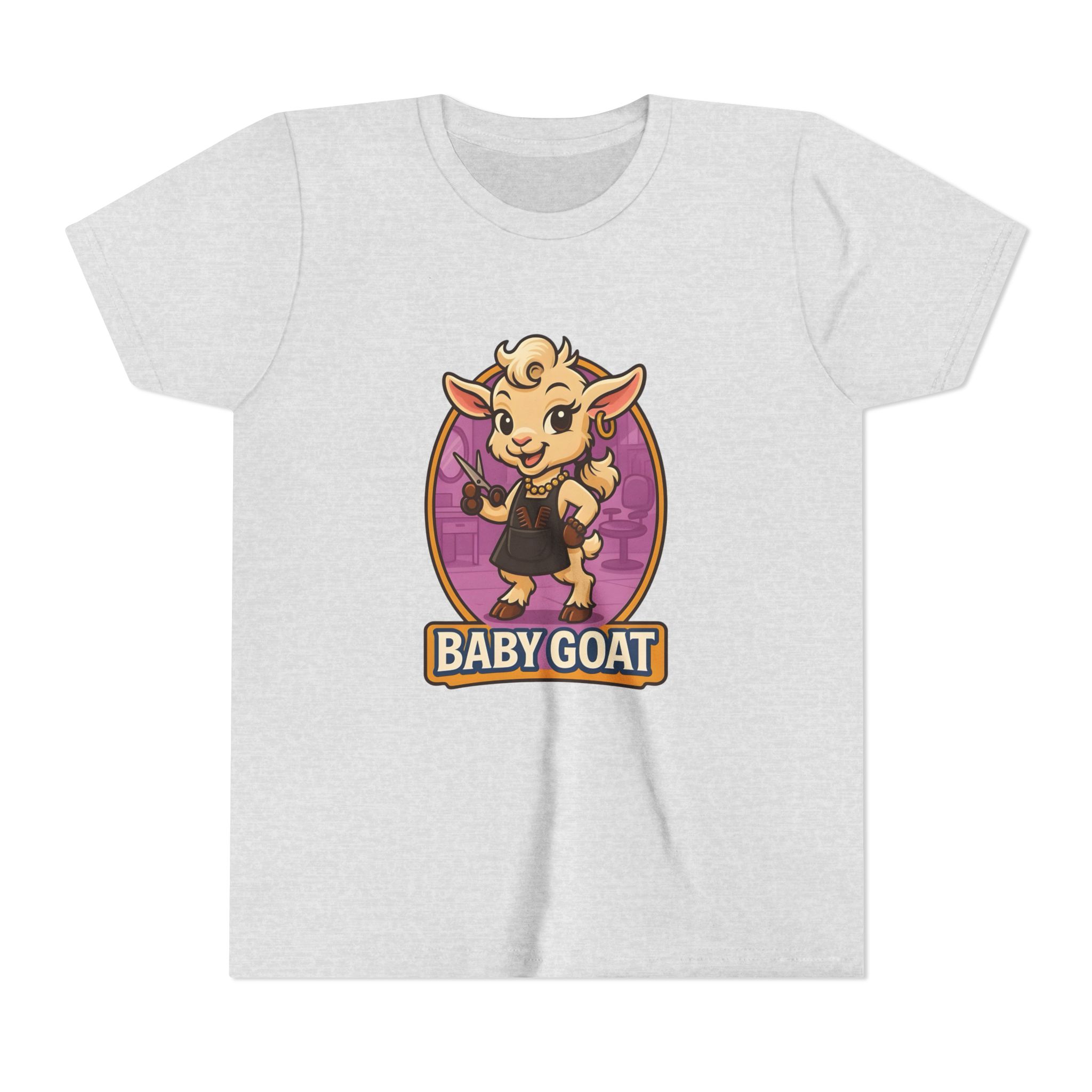Joy the Stylist Baby Goat Youth T‑Shirt — Cute Cartoon Kid Tee with 'Baby Goat' Text - Image 5