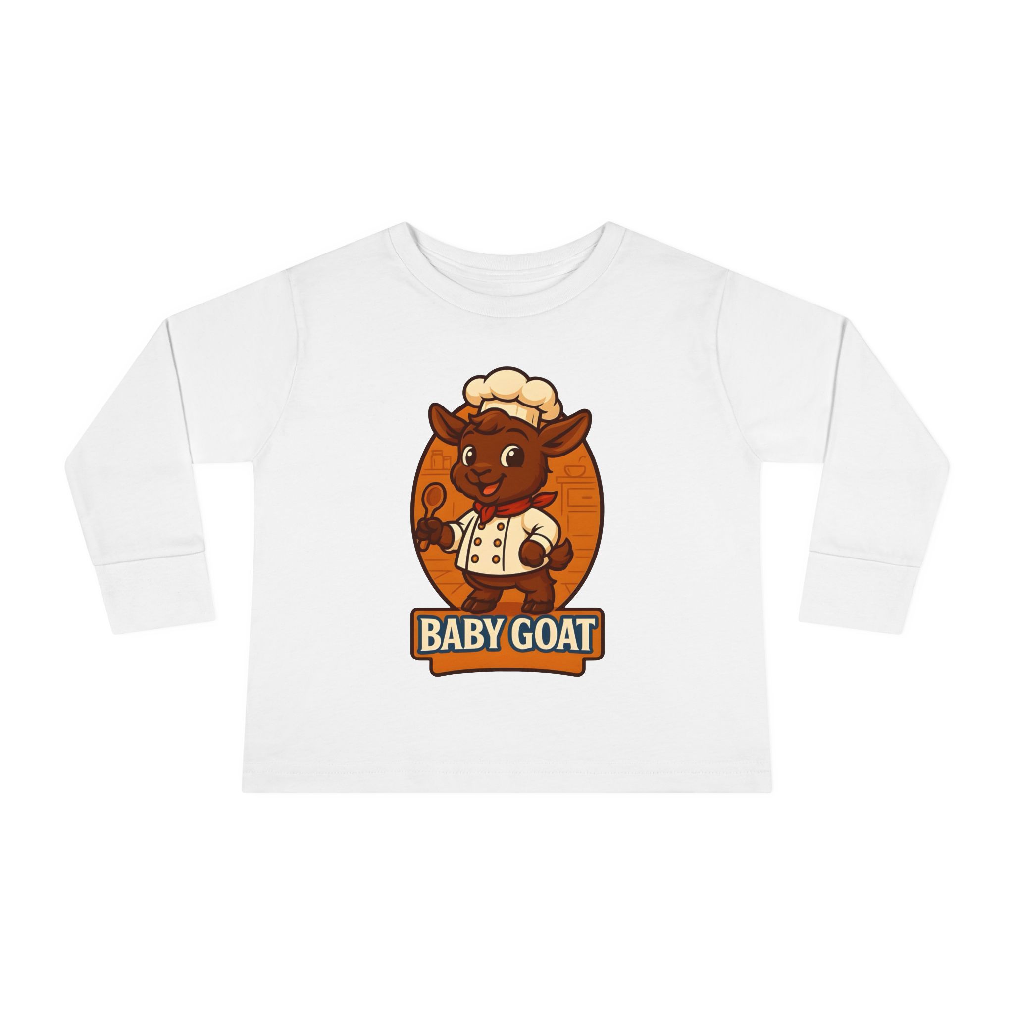Charlie the Chef Toddler Tee — Cute 'Baby Goat' Cartoon Chef Long Sleeve Shirt