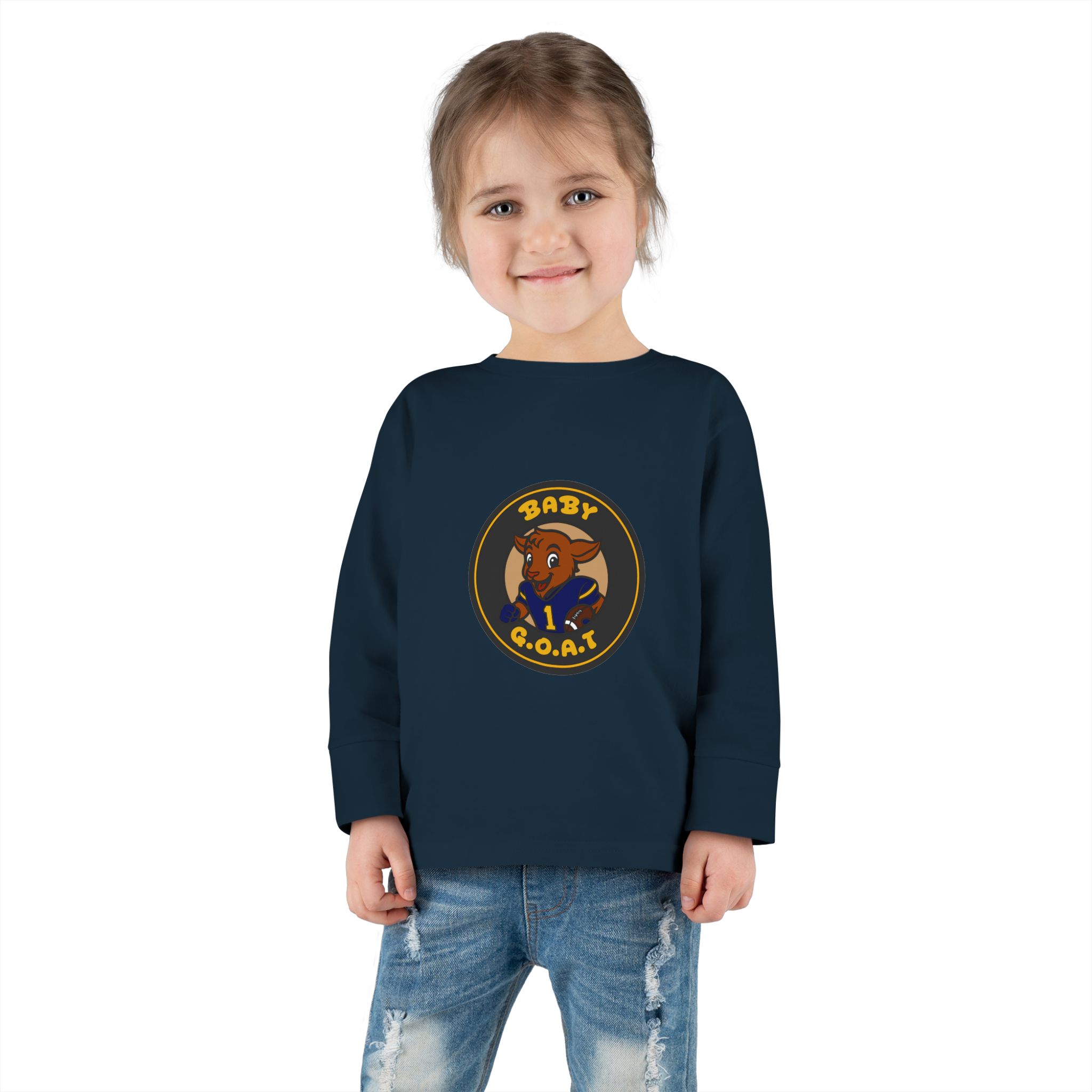 Davon The Touchdown Star Yello Background Baby G.O.A.T. Toddler Long Sleeve Tee — Cute Goat Athlete Graphic - Image 16