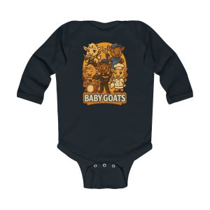 Little Dreamers Infant Bodysuit Black Color — Cute Cartoon Goat Family Long Sleeve Onesie