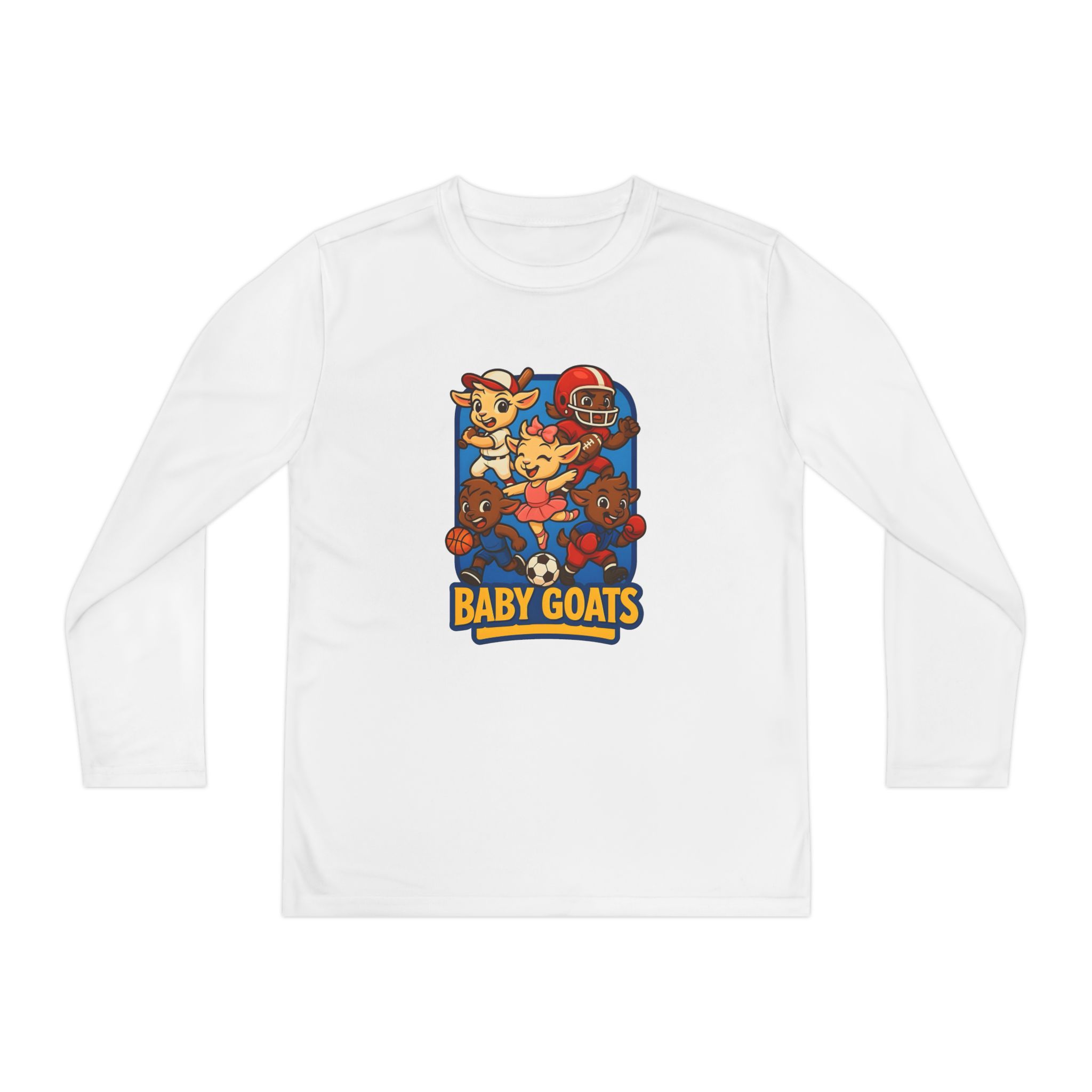 The Little Champs Crew Youth Long Sleeve Tee — "Baby Goats" Sports Cartoon Shirt