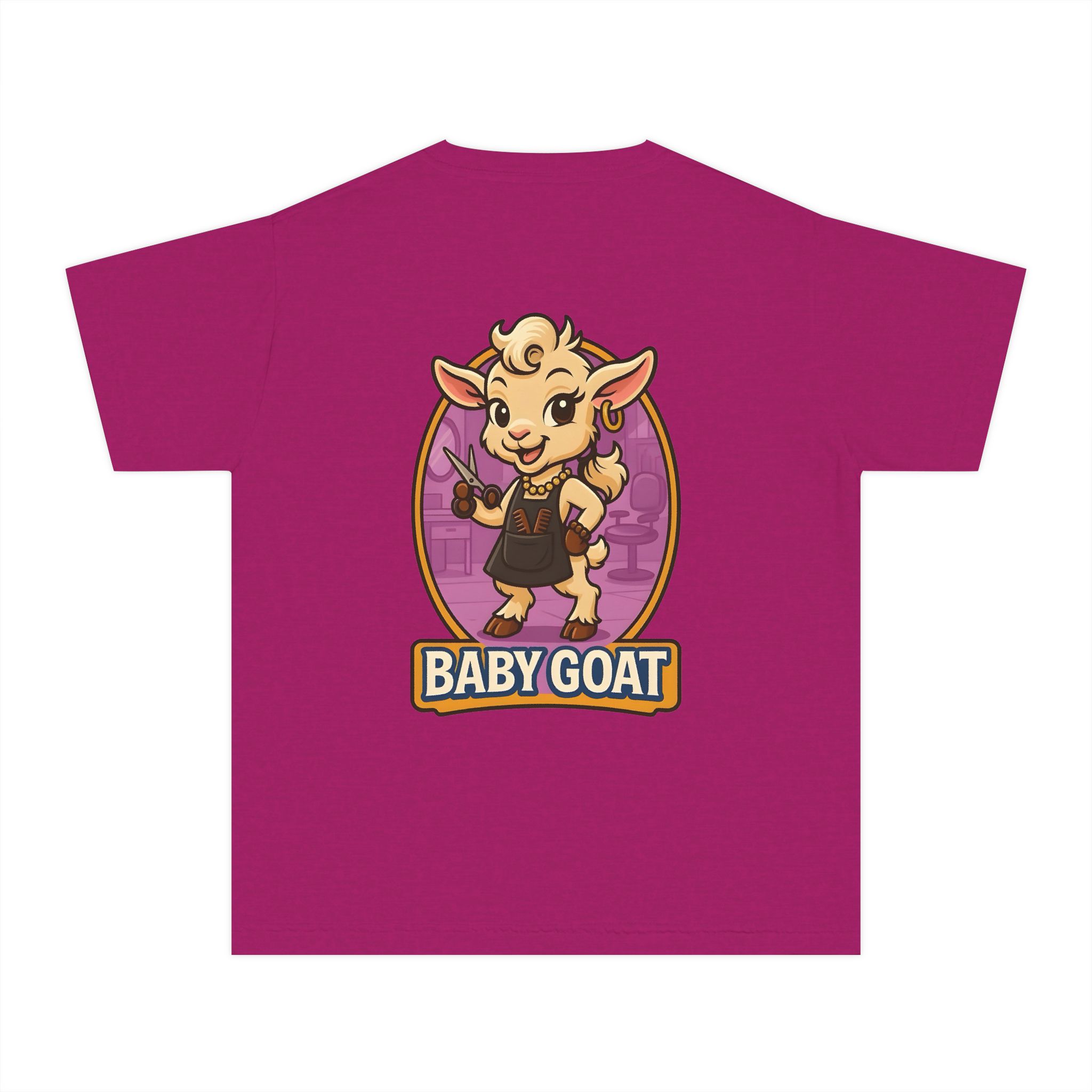 Joy the Stylist Baby Goat Youth Tee – Cute Cartoon Kid’s T-Shirt - Image 11